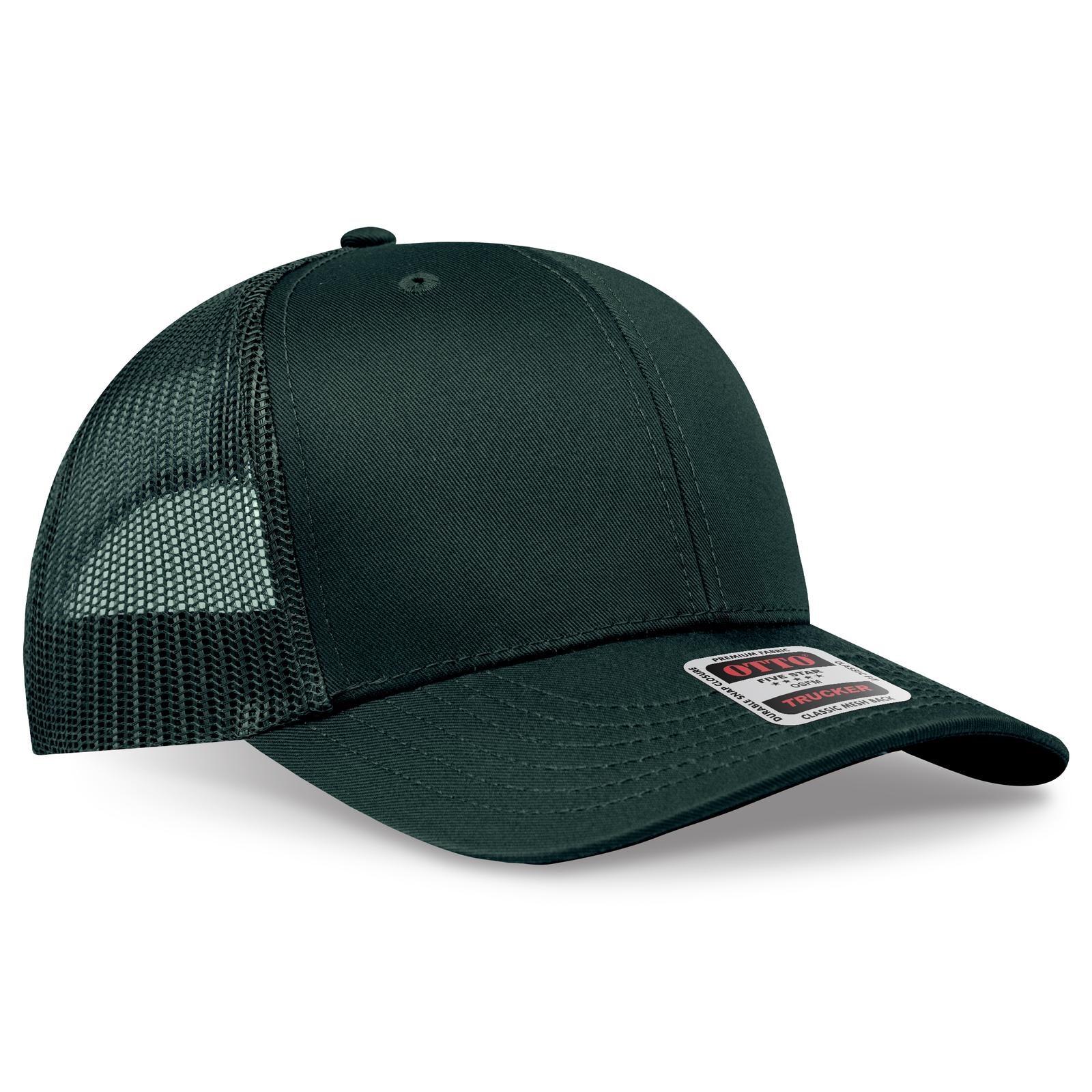 Right View of 017 - Dk. Green OTTO CAP 6 Panel Mid Profile Mesh Back Trucker Hat