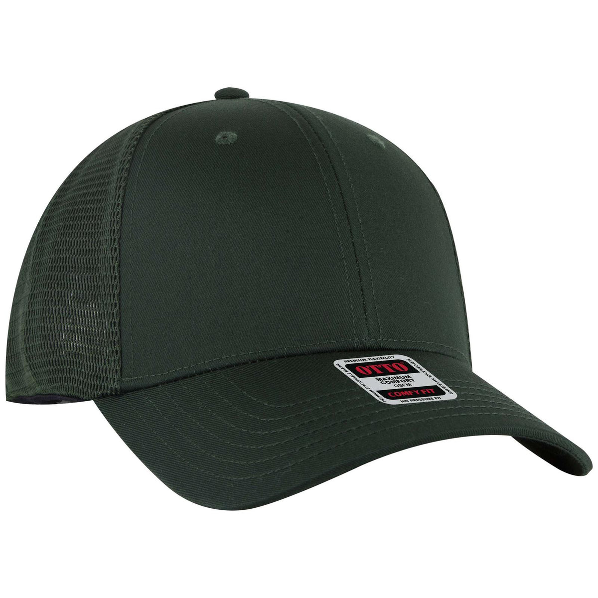 Right View of 017 - Dk. Green OTTO CAP "OTTO COMFY FIT" 6 Panel Low Profile Mesh Back Trucker Hat