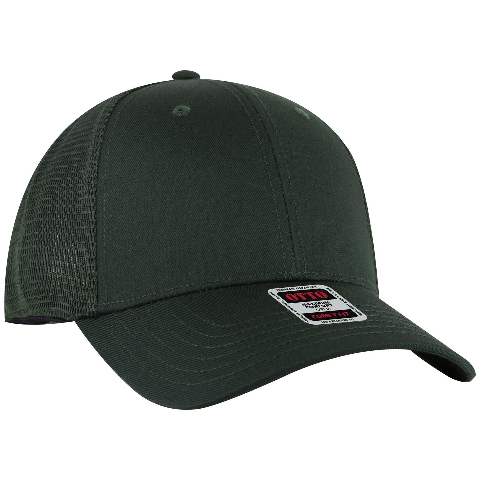 Right View of 017 - Dk. Green OTTO CAP "OTTO COMFY FIT" 6 Panel Low Profile Mesh Back Trucker Hat