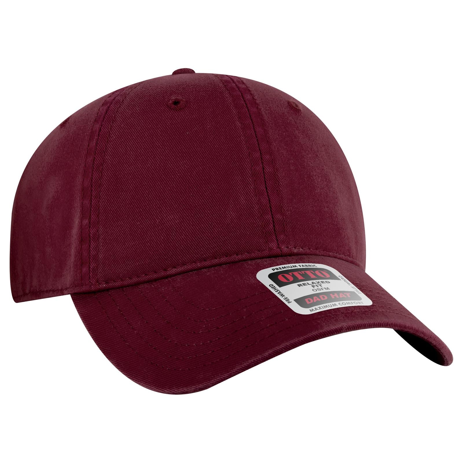 Front View of 019 - Burg. Marn OTTO CAP 6 Panel Low Profile Dad Hat