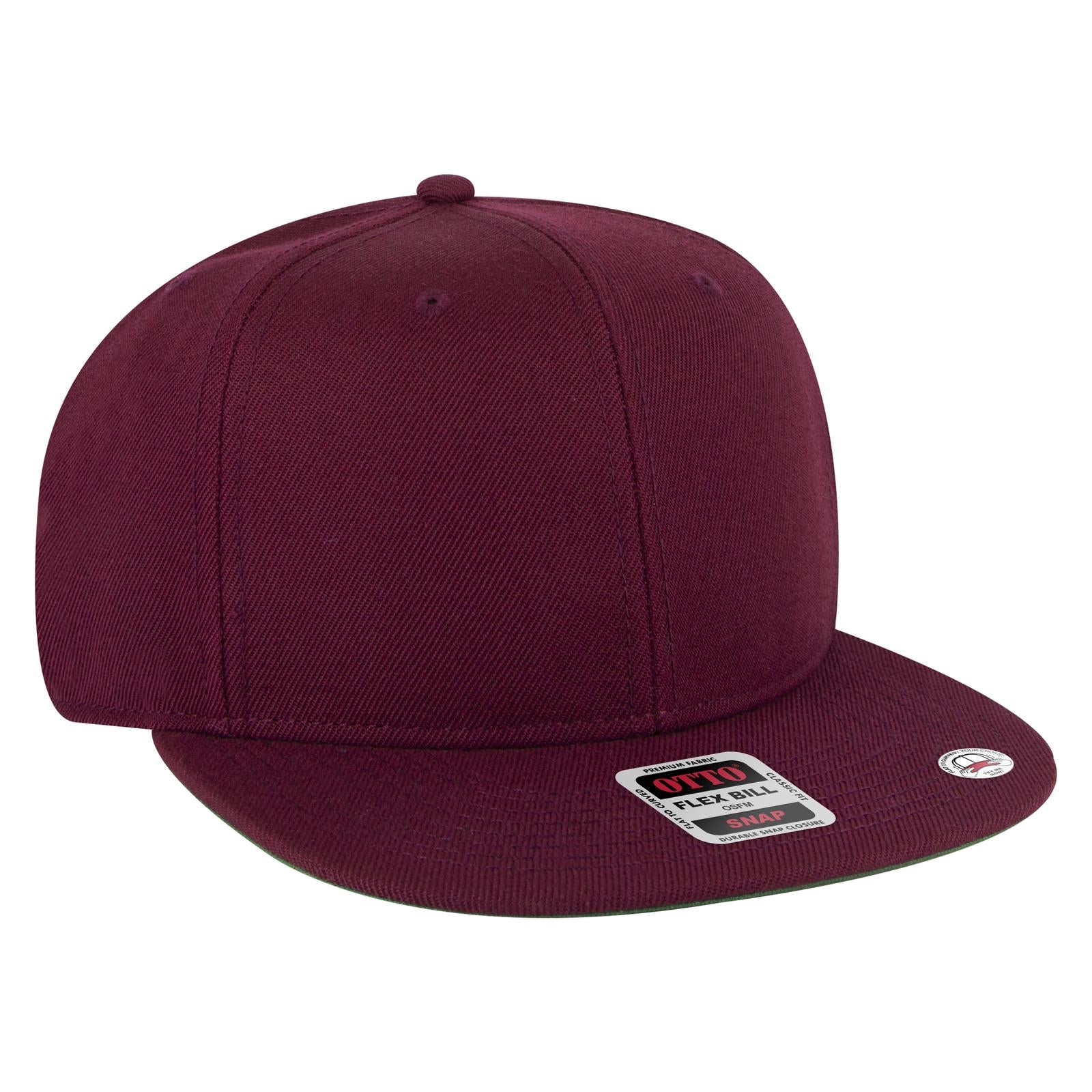 Front View of 019A - Burg. Marn OTTO CAP "OTTO SNAP" 6 Panel Pro Style Snapback Hat