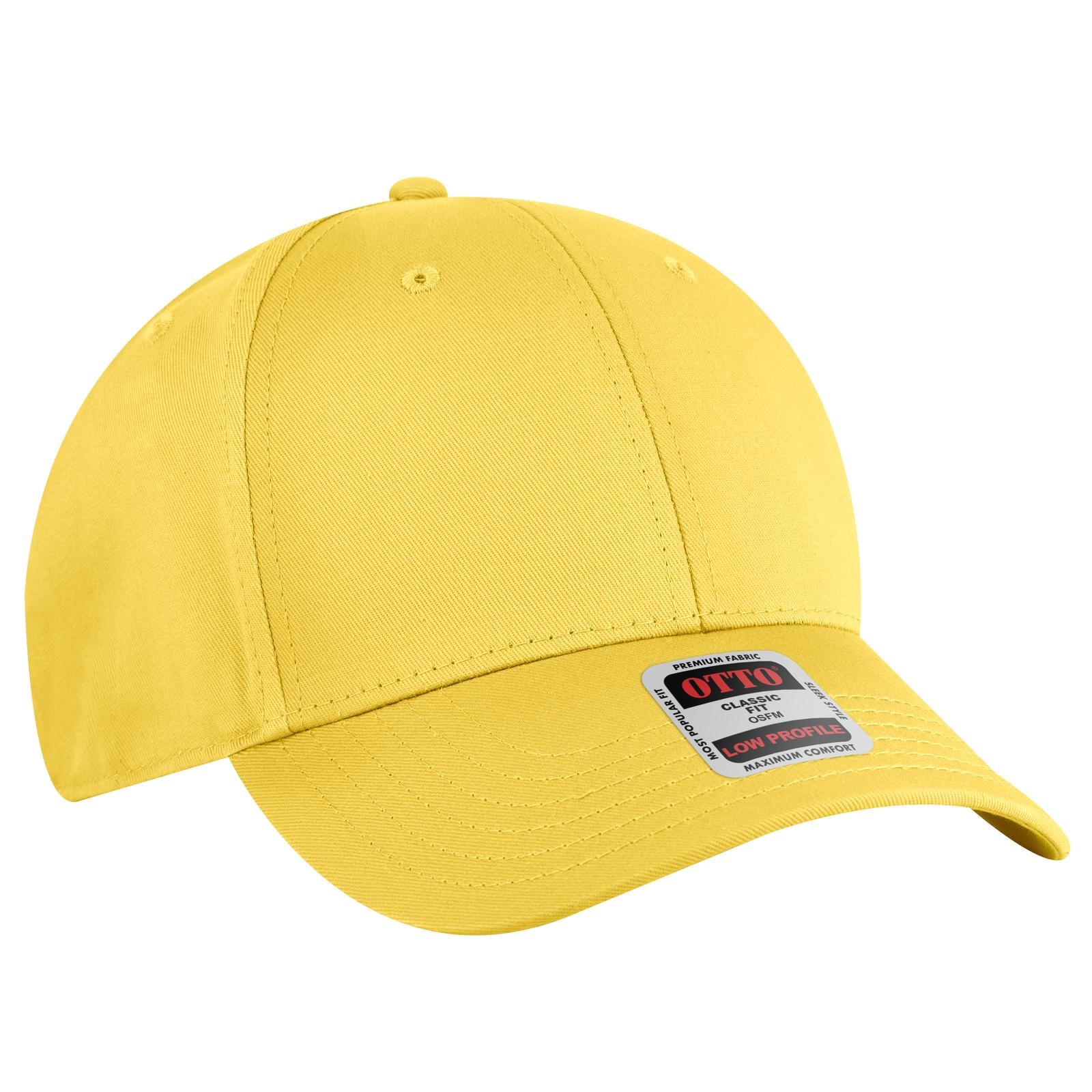 Front View of 020 - Yellow OTTO CAP 6 Panel Low Profile Baseball Cap