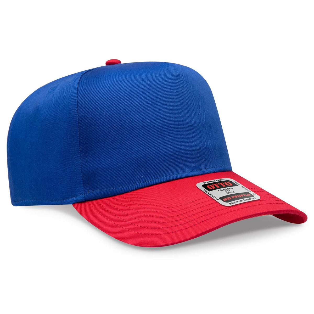 Right View of 0201 - Red/Ryl OTTO CAP 5 Panel Mid Profile Baseball Cap