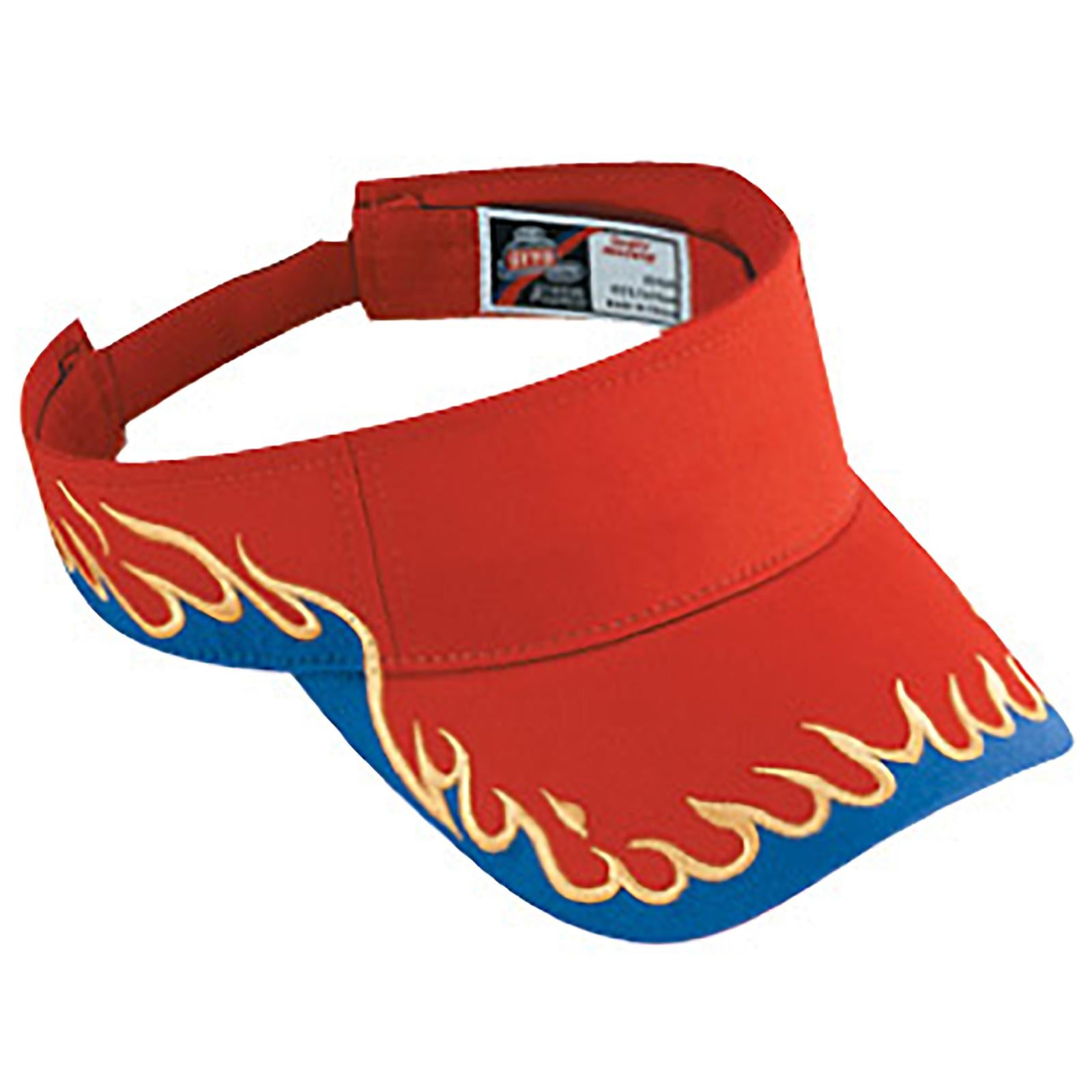 Front View of 020106 - Red/Ryl/Gld OTTO CAP Sun Visor