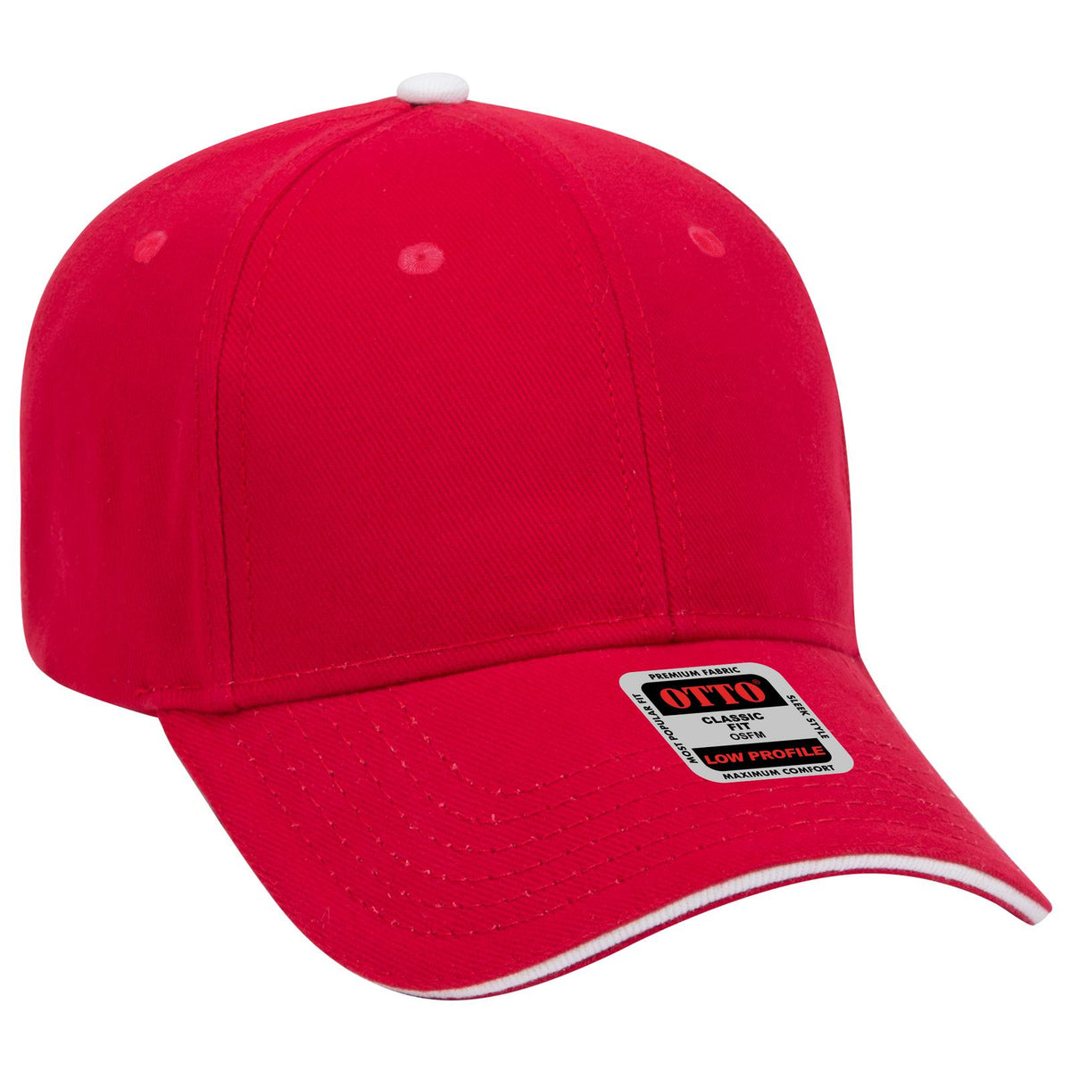 Right View of 020216 - Red/Red/Wht OTTO CAP 6 Panel Low Profile Baseball Cap