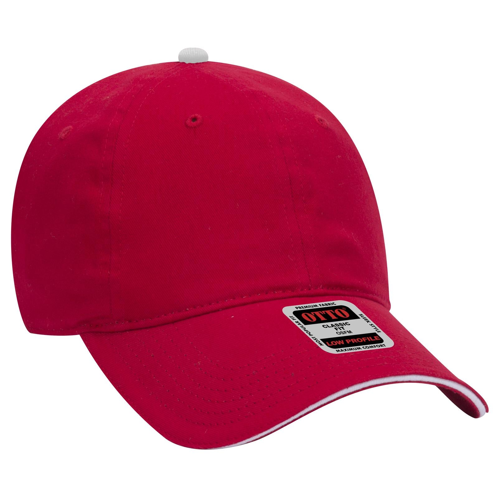 Right View of 020216 - Red/Red/Wht OTTO CAP 6 Panel Low Profile Baseball Cap