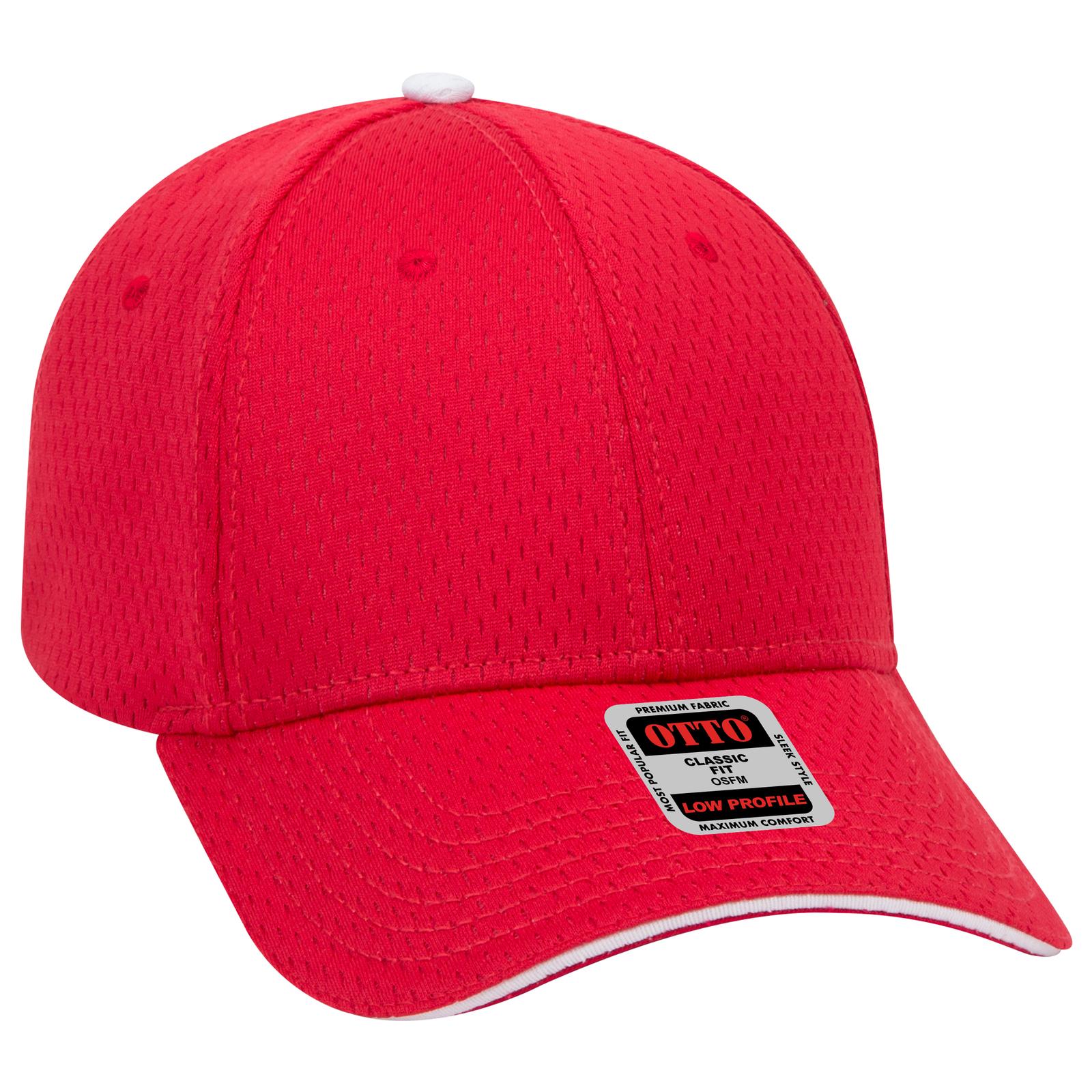 Front View of 020216 - Red/Red/Wht OTTO CAP 6 Panel Low Profile Baseball Cap