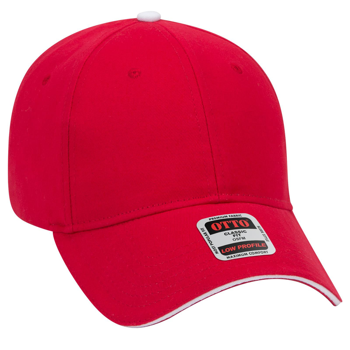 Right View of 020216 - Red/Red/Wht OTTO CAP 6 Panel Low Profile Baseball Cap