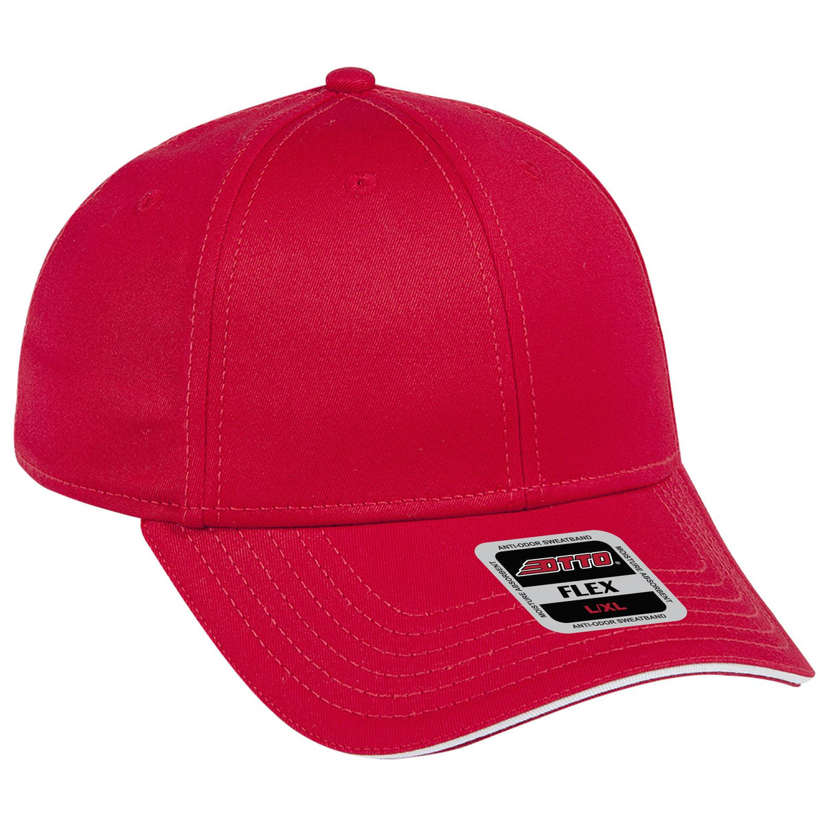 Right View of 020216 - Red/Red/Wht OTTO CAP "OTTO FLEX" Fitted 6 Panel Low Profile Baseball Cap