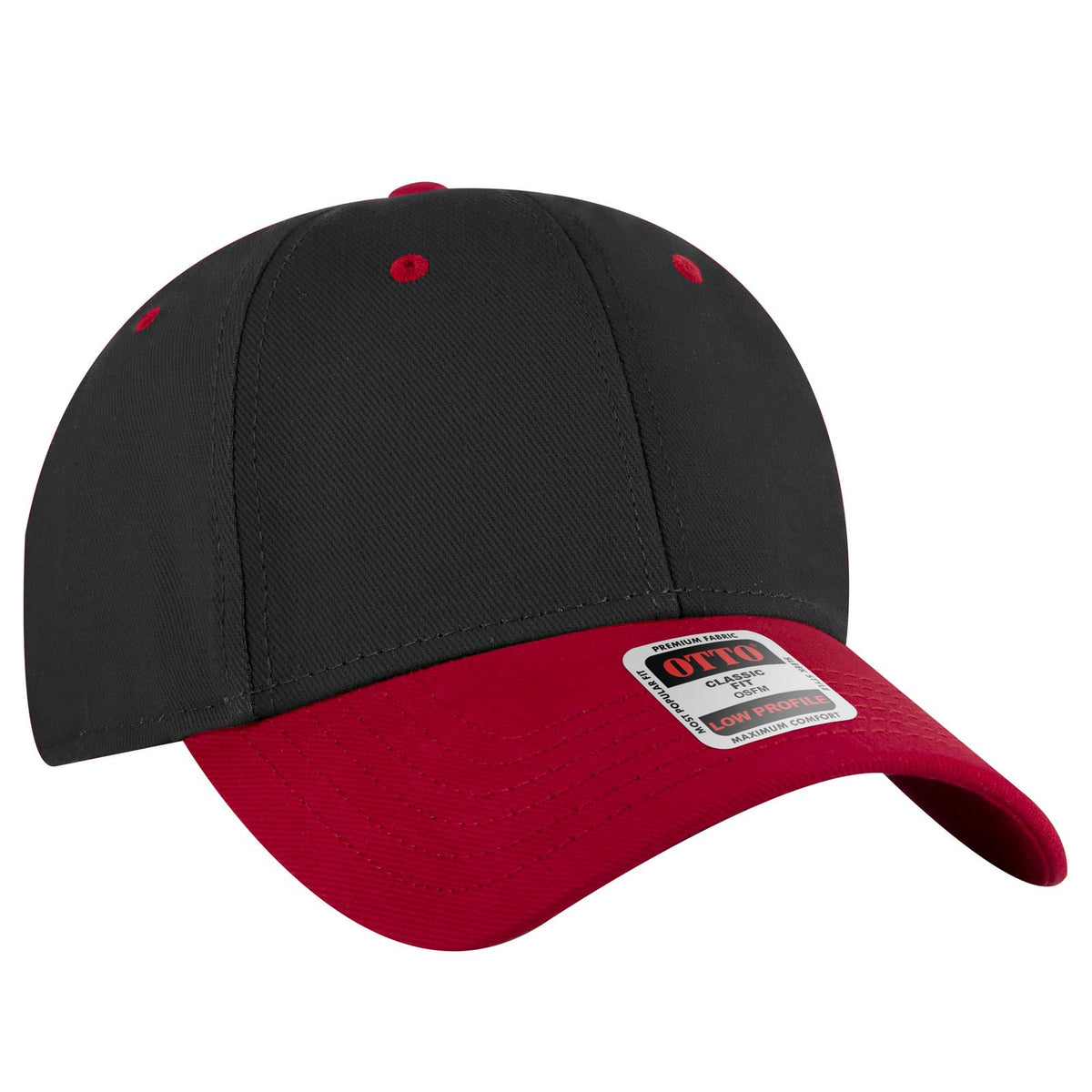 Right View of 0203 - Red/Blk OTTO CAP 6 Panel Low Profile Baseball Cap