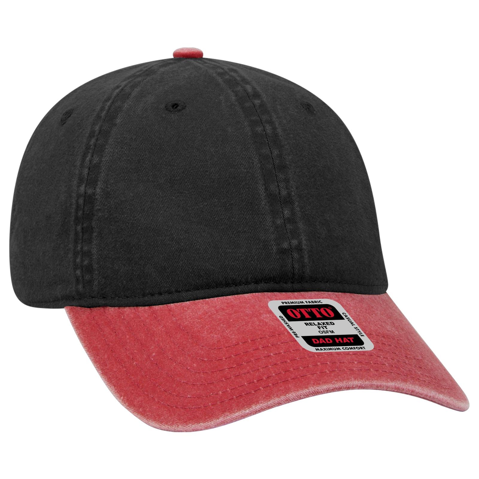 Right View of 0203 - Red/Blk OTTO CAP 6 Panel Low Profile Dad Hat