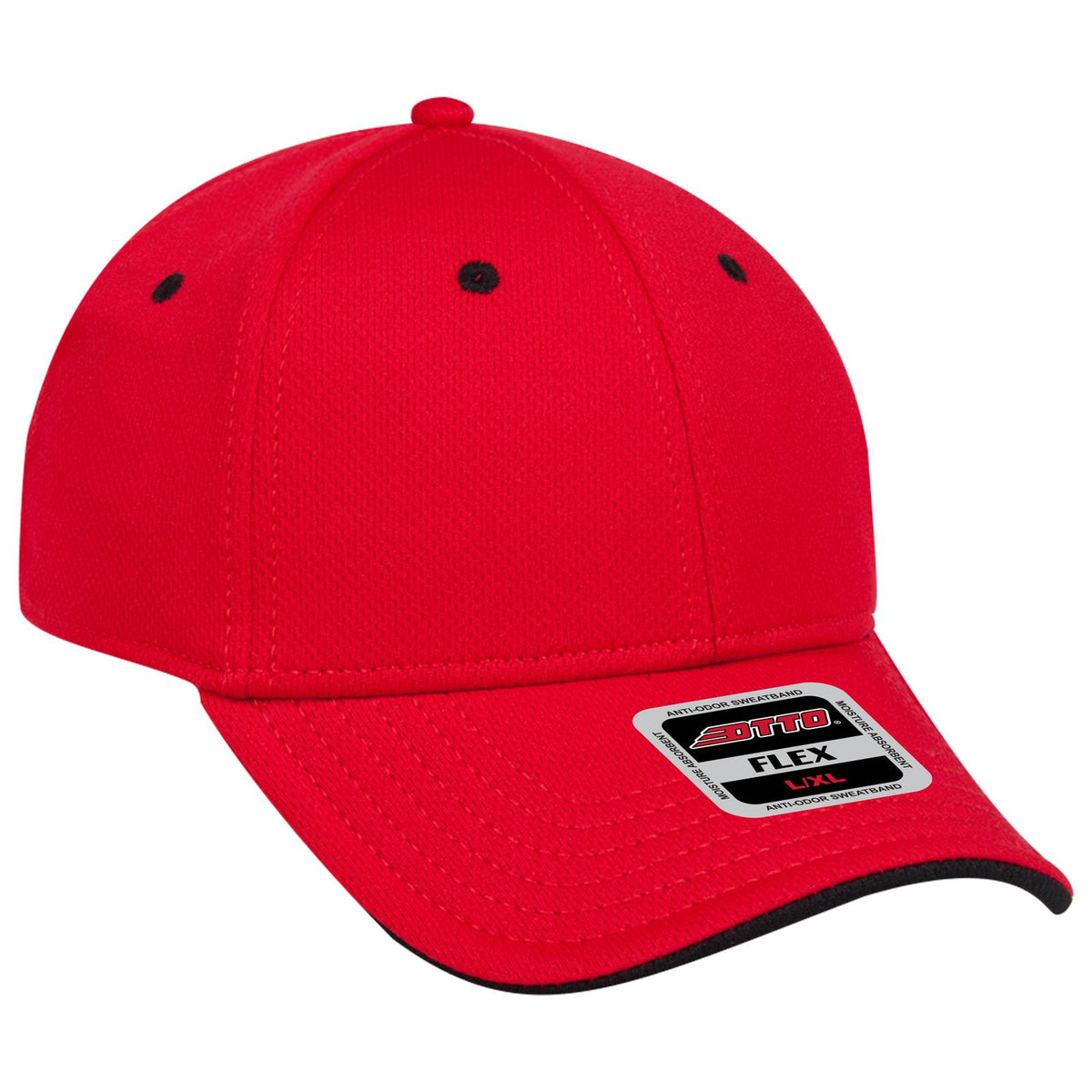Right View of 0203 - Red/Blk OTTO CAP "OTTO FLEX" Fitted 6 Panel Low Profile Baseball Cap