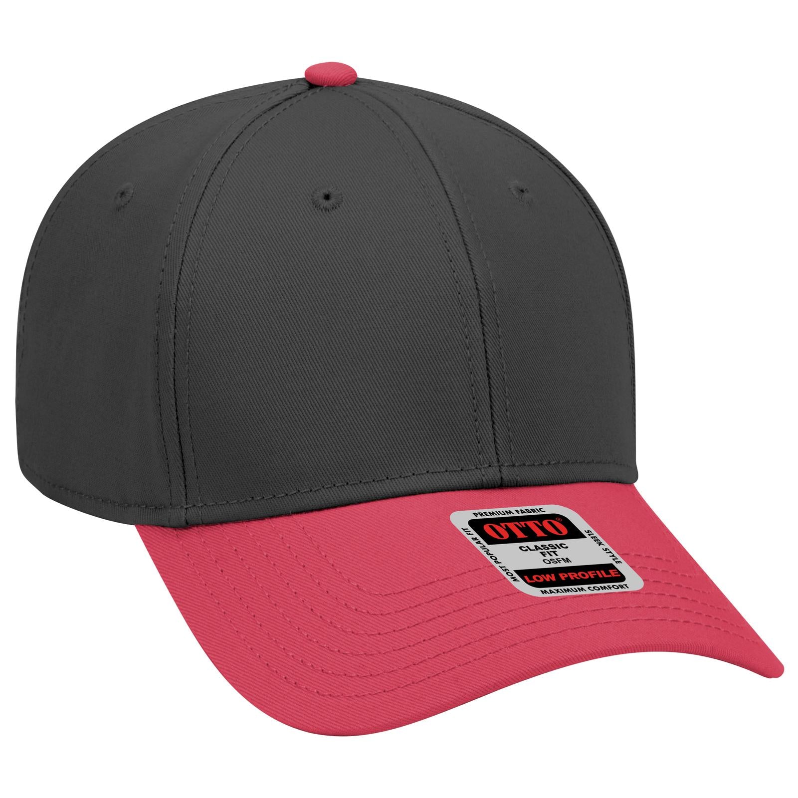 Front View of 020303 - Red/Blk/Blk OTTO CAP 6 Panel Low Profile Baseball Cap