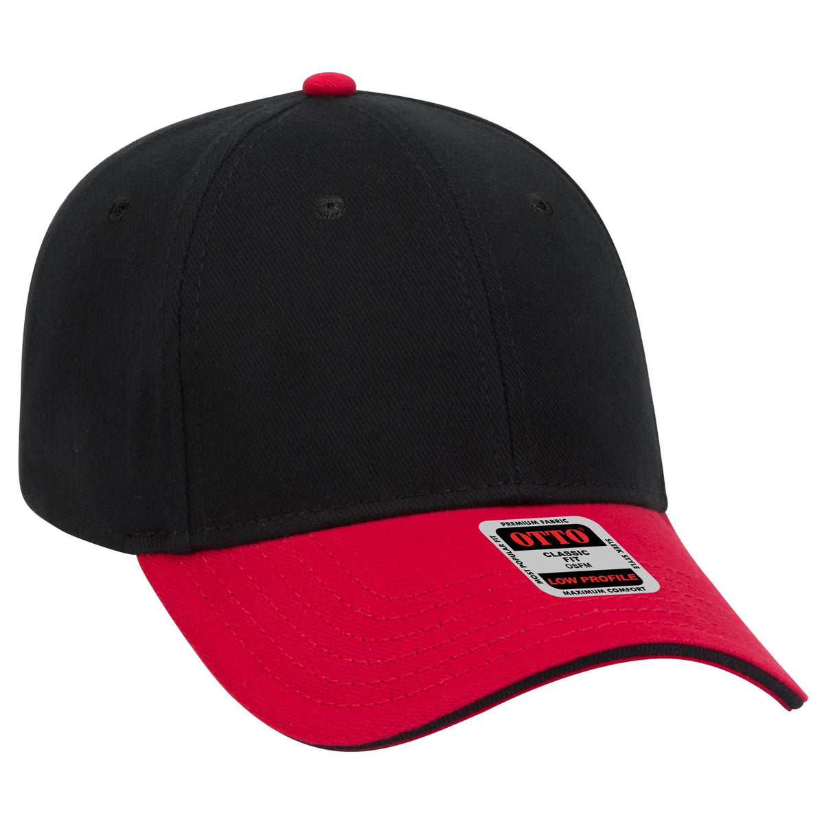 Right View of 020303 - Red/Blk/Blk OTTO CAP 6 Panel Low Profile Baseball Cap