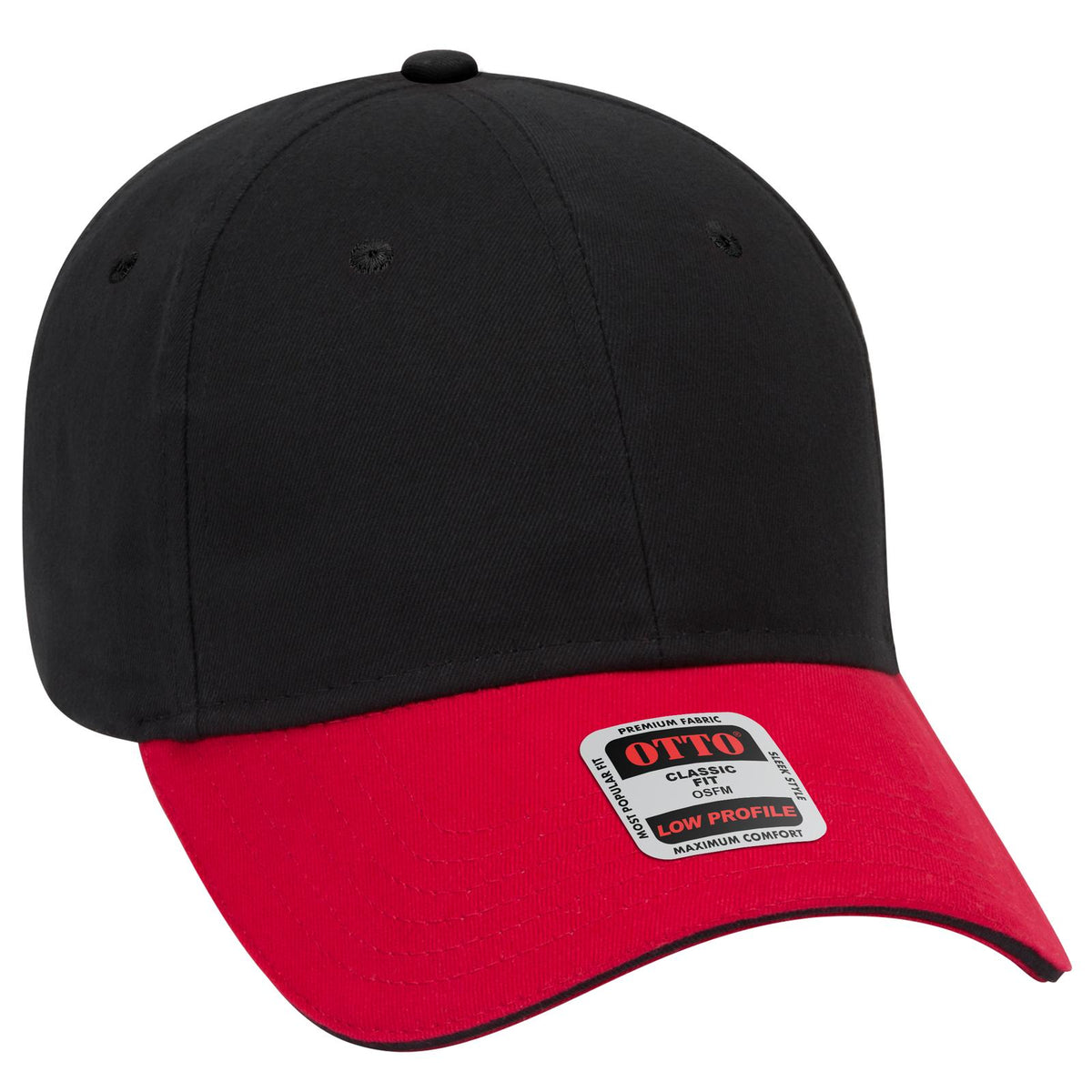 Right View of 020303 - Red/Blk/Blk OTTO CAP 6 Panel Low Profile Baseball Cap