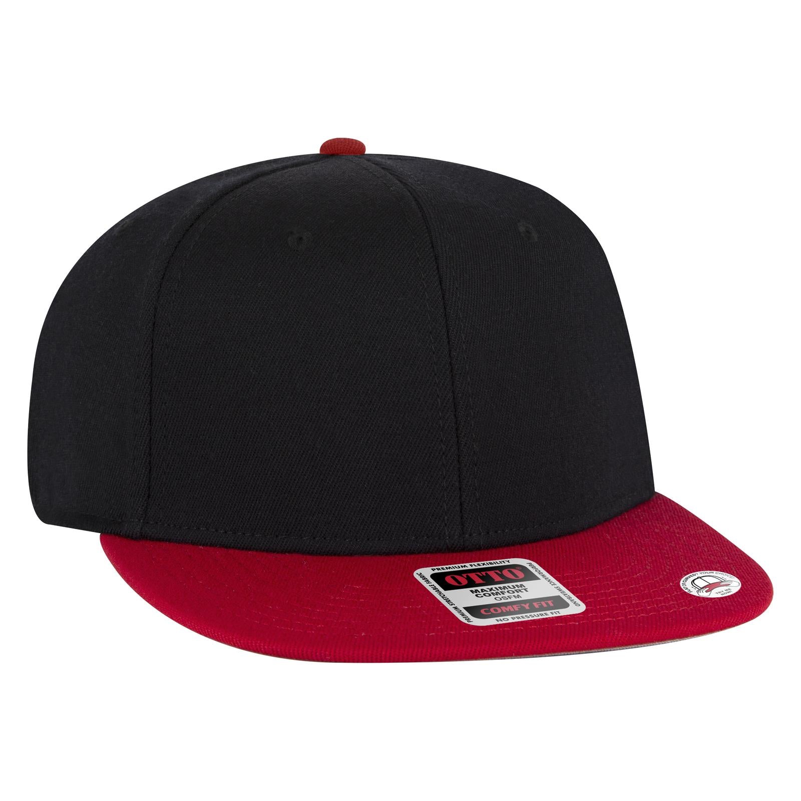 Front View of 020303 - Red/Blk/Blk OTTO CAP "OTTO COMFY FIT" 6 Panel Pro Style Snapback Hat