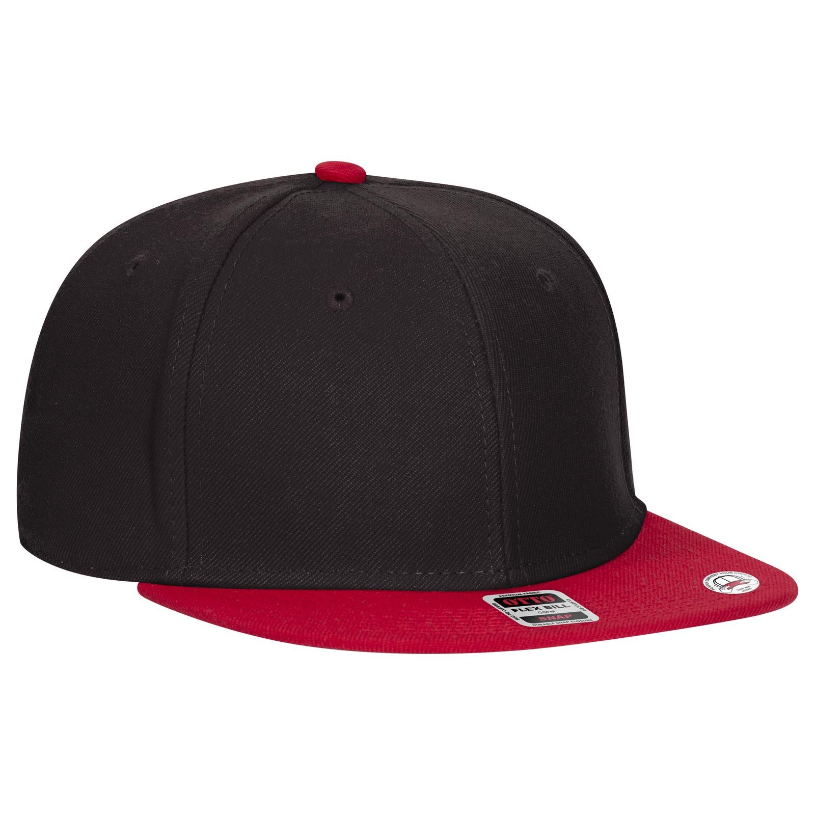 Front View of 020303 - Red/Blk/Blk OTTO CAP "OTTO SNAP" 6 Panel Pro Style Snapback Hat