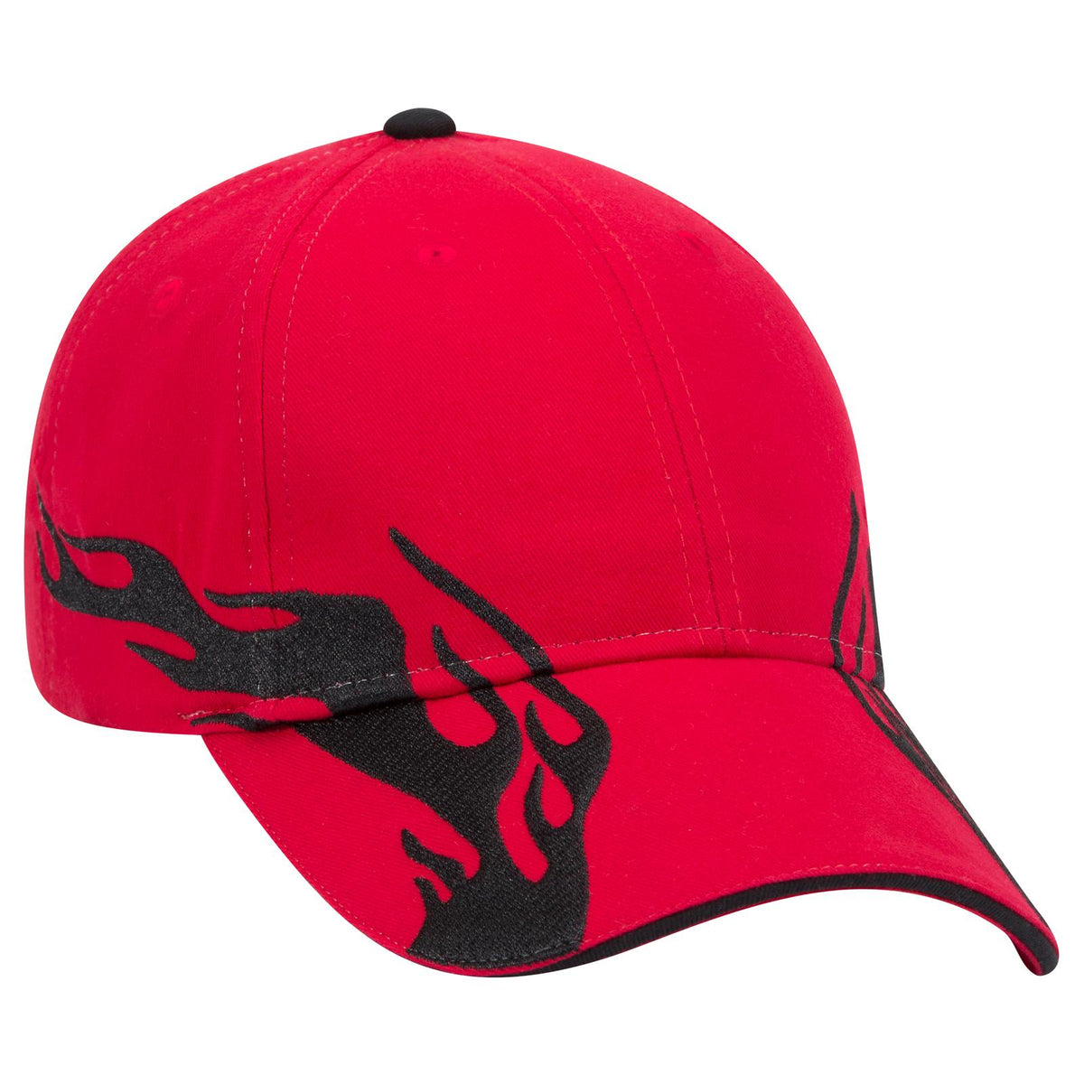 Right View of 020303D - Red/Blk/Blk OTTO CAP 6 Panel Low Profile Baseball Cap