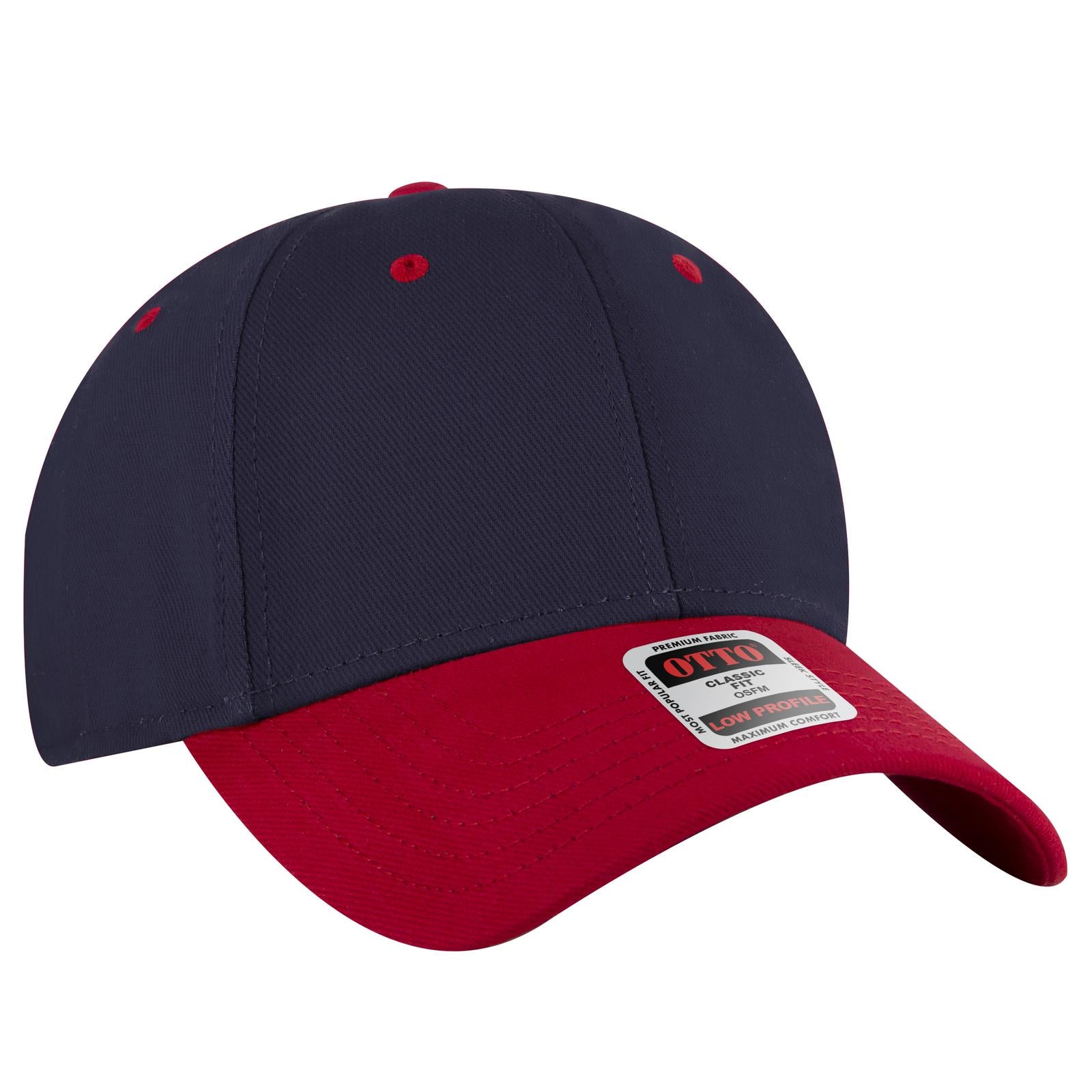 Front View of 0204 - Red/Nvy OTTO CAP 6 Panel Low Profile Baseball Cap