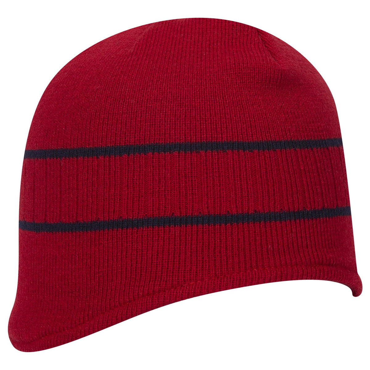Right View of 0204 - Red/Nvy OTTO CAP Beanie with Stripes