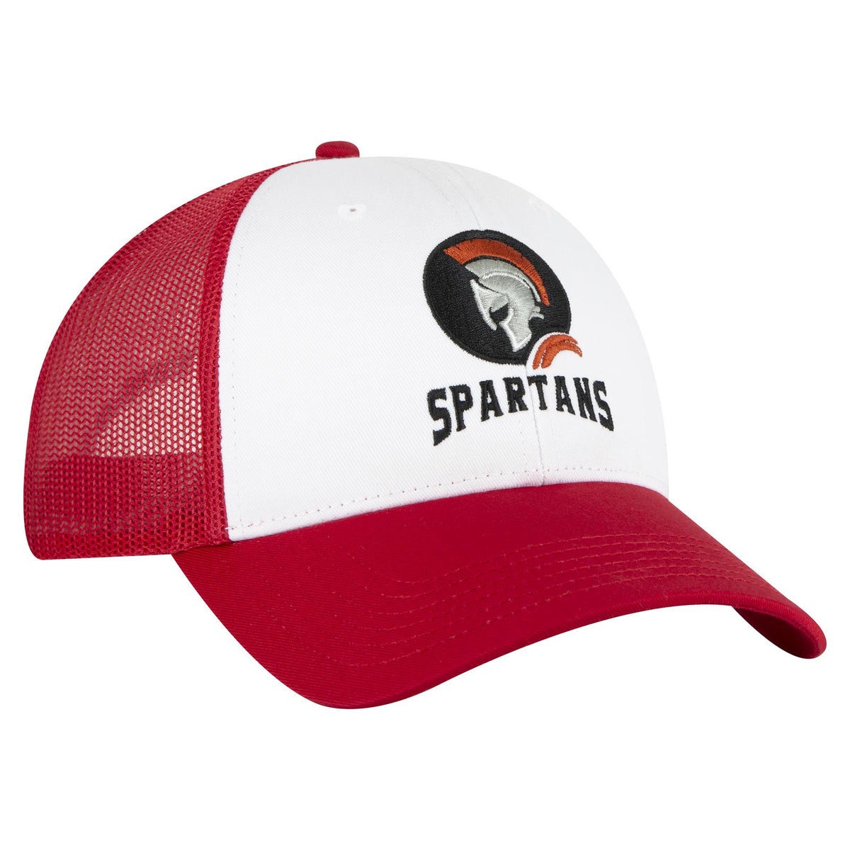 Right View of 021602 - Red/Wht/Red OTTO CAP 6 Panel Low Profile Mesh Back Trucker Hat