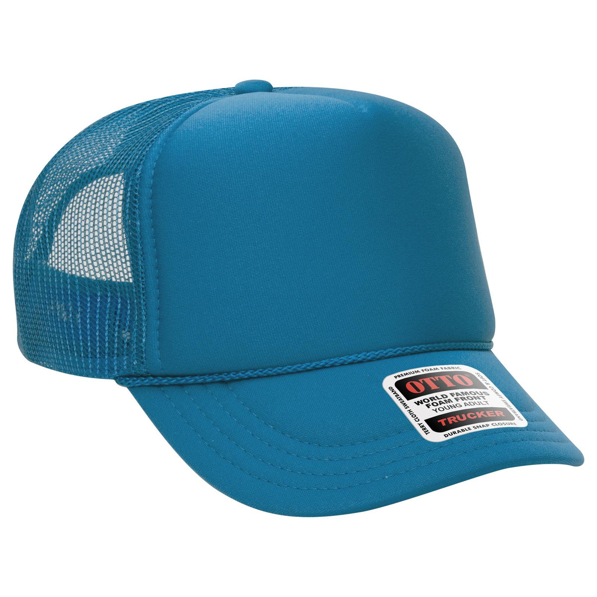 Right View of 022 - Turquoise OTTO CAP 5 Panel High Crown Mesh Back Trucker Hat
