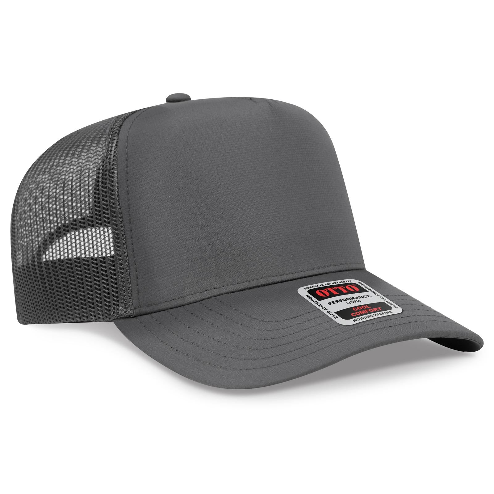 Right View of 025 - Char. Gray OTTO CAP 5 Panel Mid Profile Mesh Back Trucker Hat