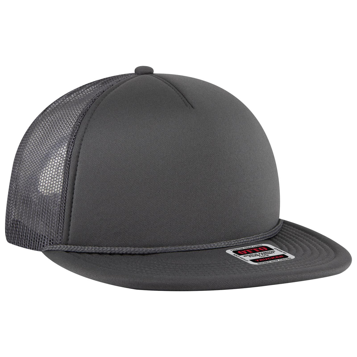 Right View of 025 - Char. Gray OTTO CAP 5 Panel Pro Style Mesh Back Trucker Hat