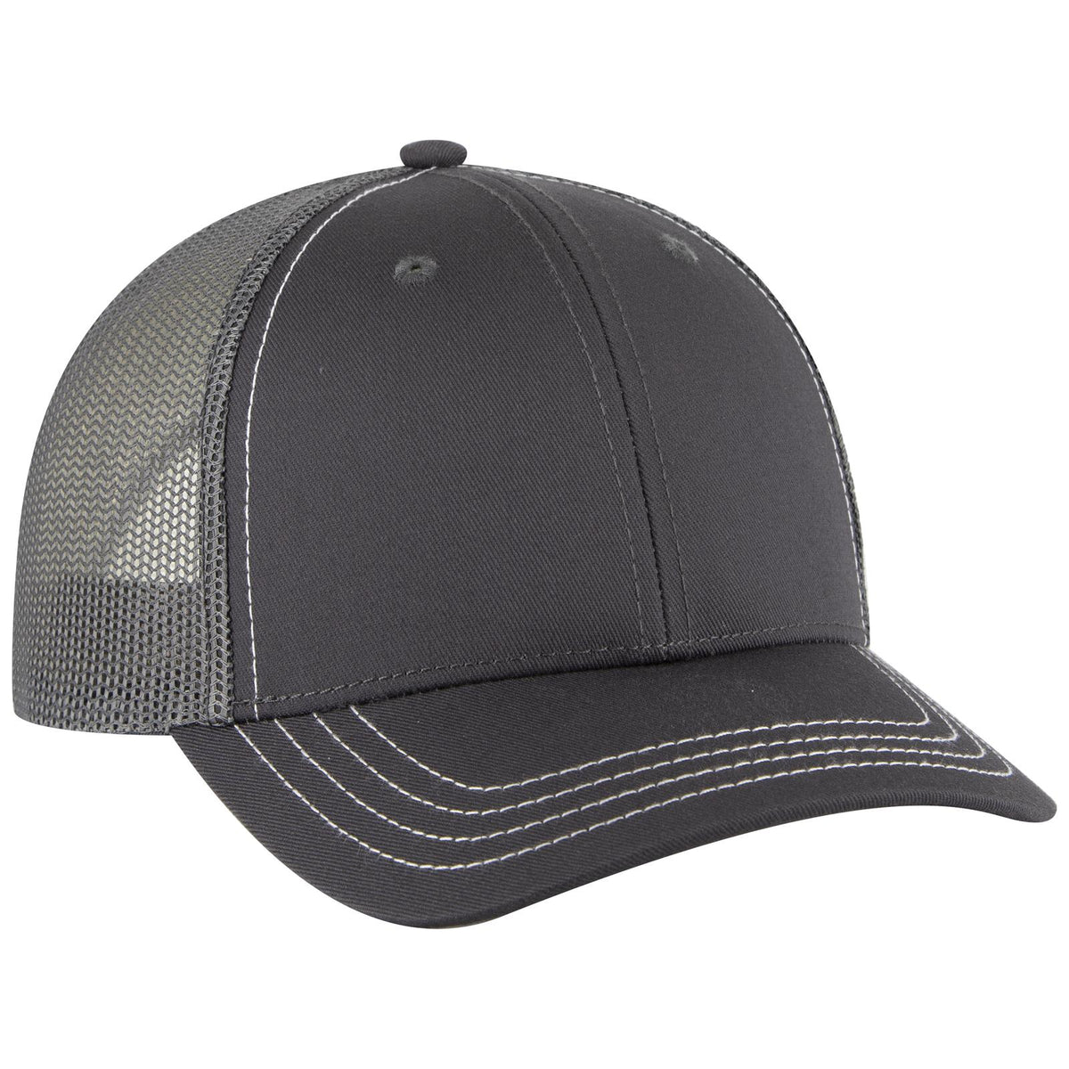 Right View of 025 - Char. Gray OTTO CAP 6 Panel Low Profile Mesh Back Trucker Hat