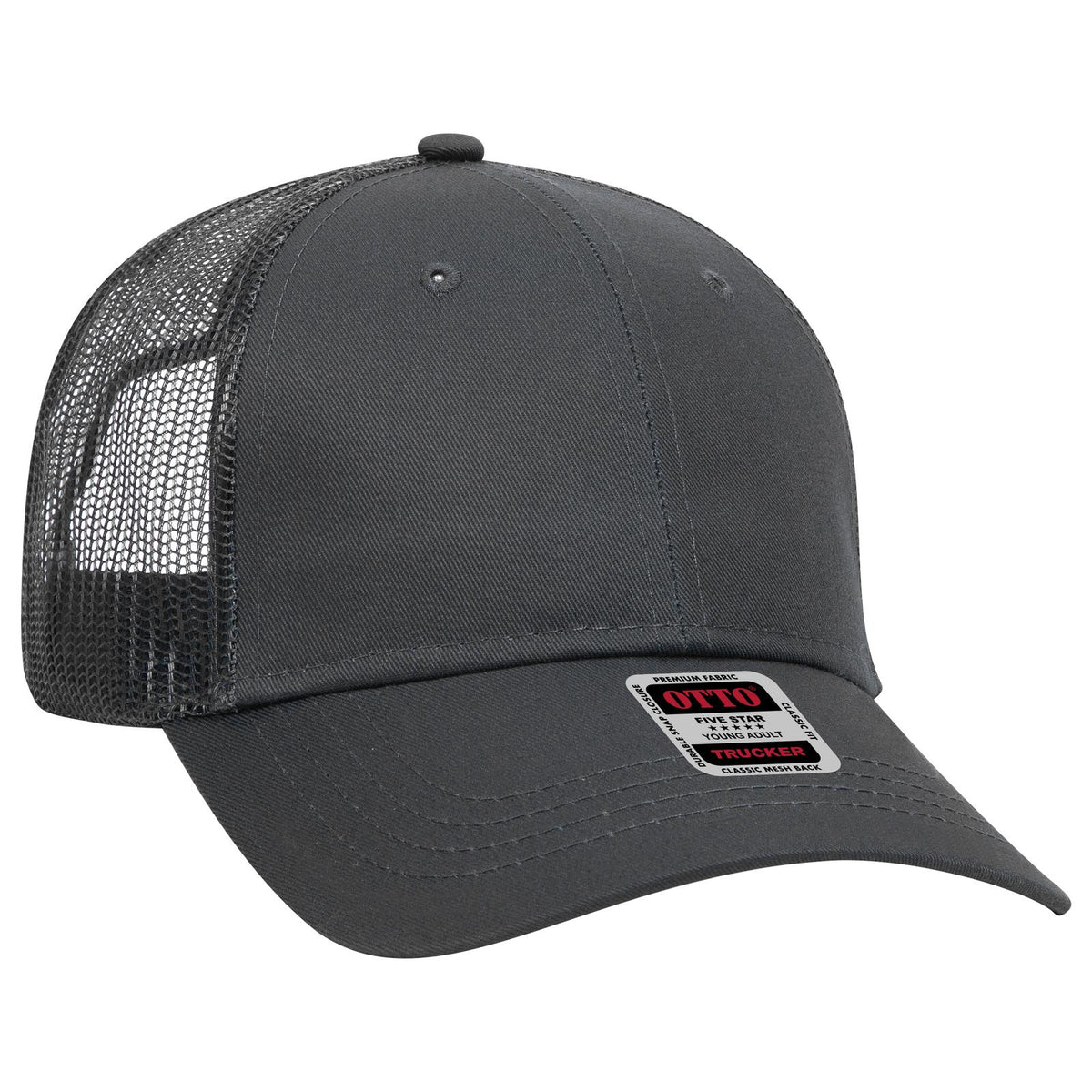 Right View of 025 - Char. Gray OTTO CAP 6 Panel Low Profile Mesh Back Trucker Hat