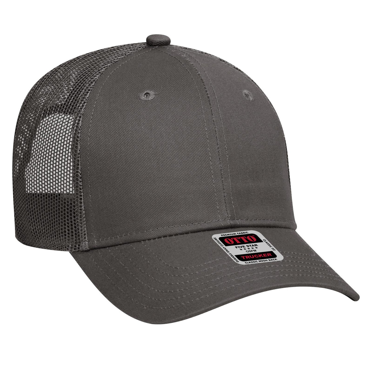 Right View of 025 - Char. Gray OTTO CAP 6 Panel Low Profile Mesh Back Trucker Hat