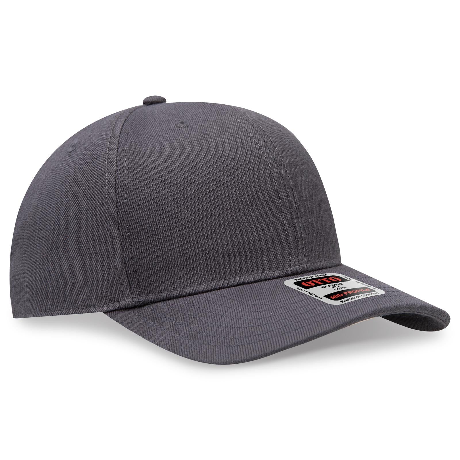 Front View of 025 - Char. Gray OTTO CAP 6 Panel Mid Profile Baseball Cap