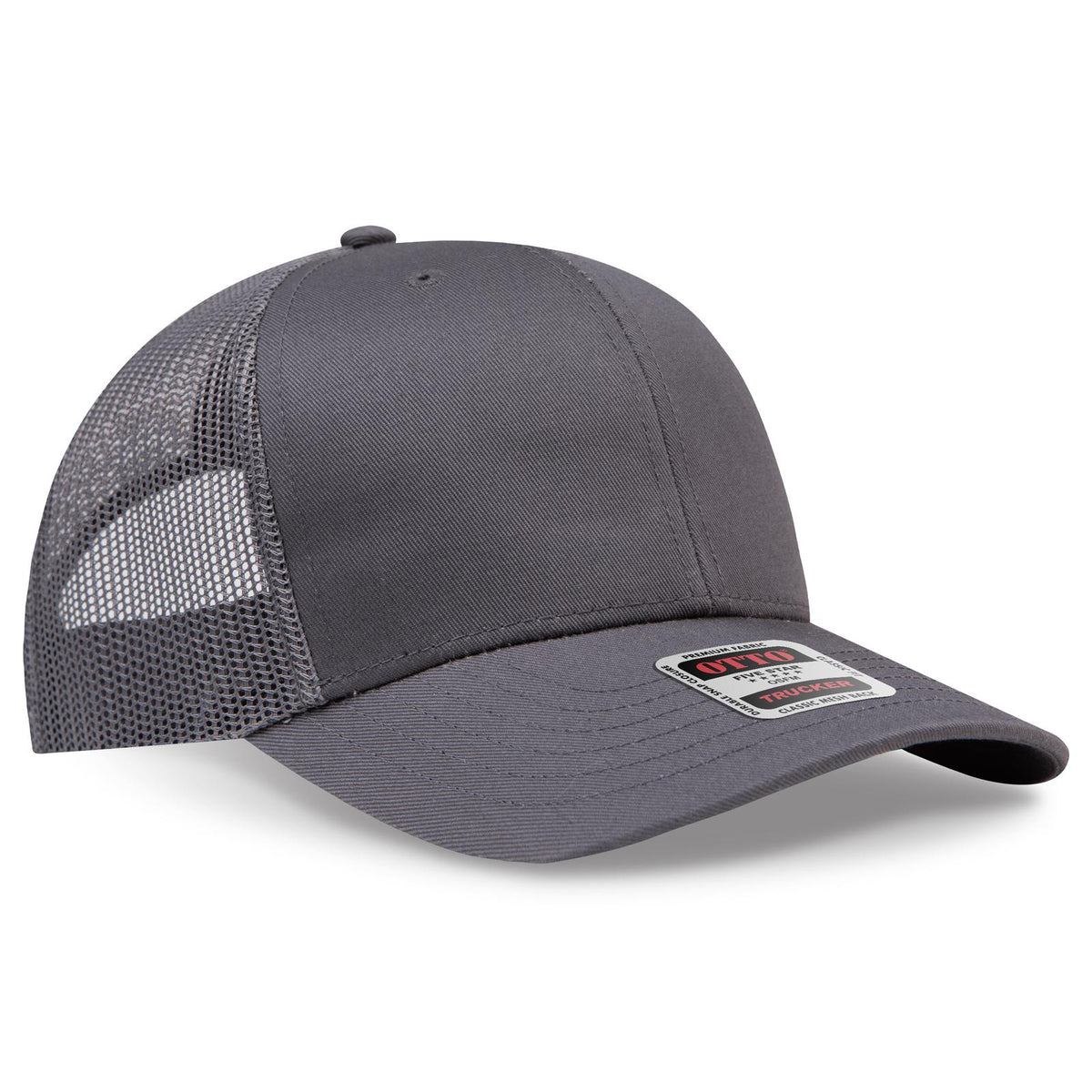 Right View of 025 - Char. Gray OTTO CAP 6 Panel Mid Profile Mesh Back Trucker Hat
