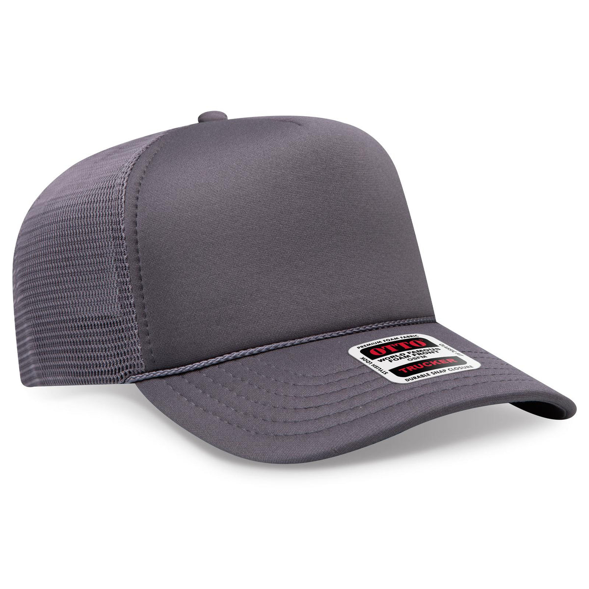 Right View of 025 - Char. Gray OTTO CAP "OTTO COMFY FIT" 5 Panel High Crown Mesh Back Trucker Hat