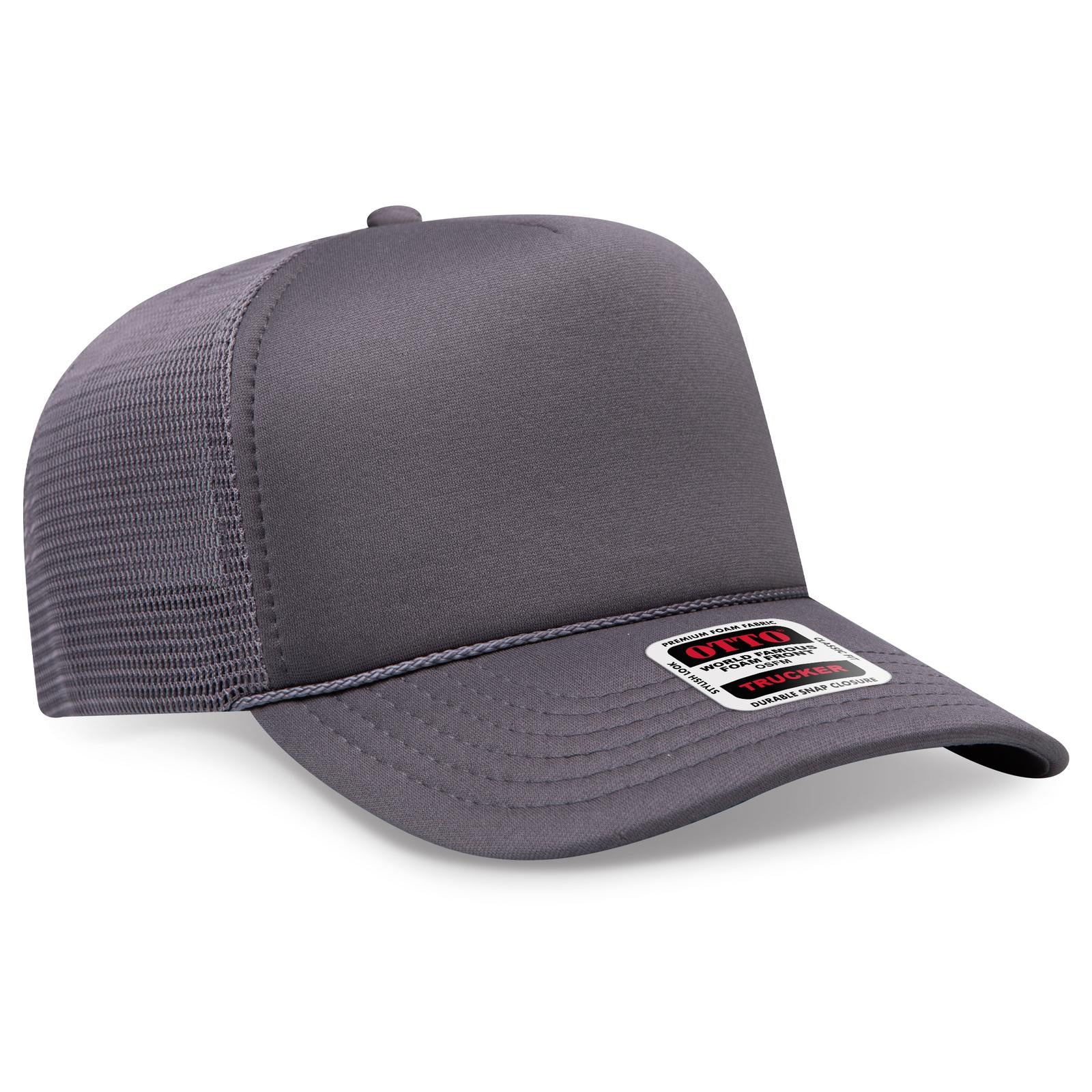 Right View of 025 - Char. Gray OTTO CAP "OTTO COMFY FIT" 5 Panel High Crown Mesh Back Trucker Hat