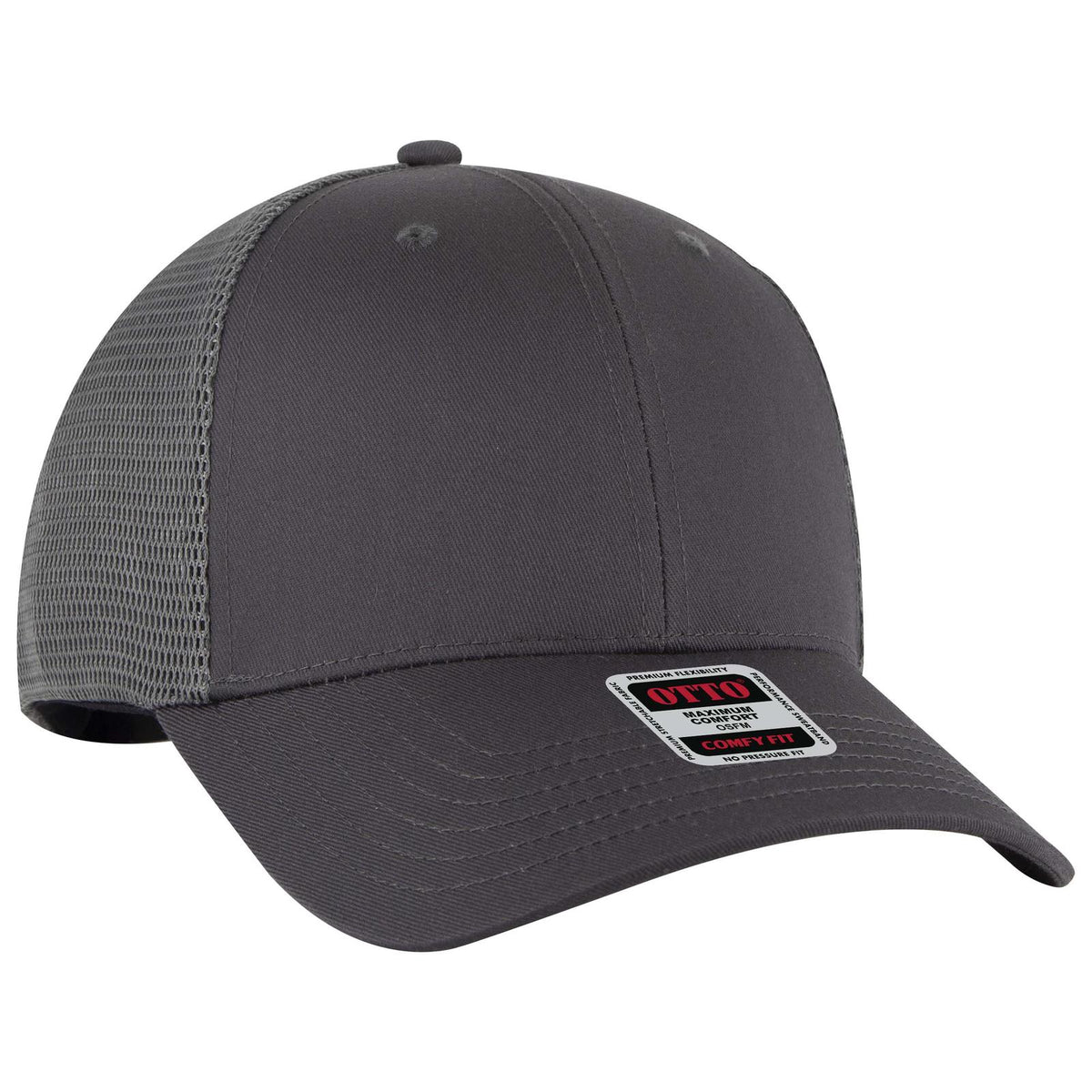 Right View of 025 - Char. Gray OTTO CAP "OTTO COMFY FIT" 6 Panel Low Profile Mesh Back Trucker Hat