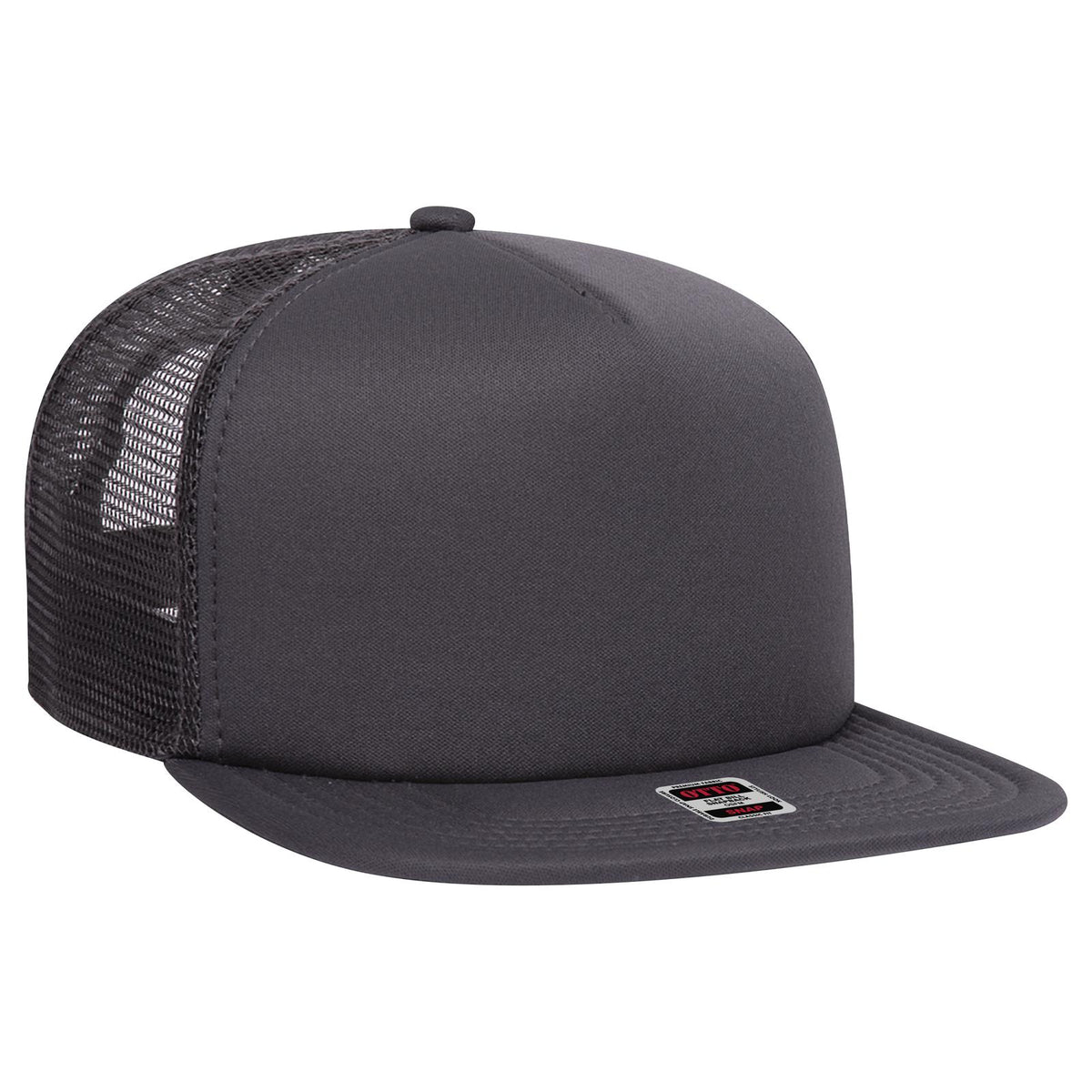 Right View of 025 - Char. Gray OTTO CAP "OTTO SNAP" 5 Panel Mid Profile Mesh Back Trucker Snapback Hat