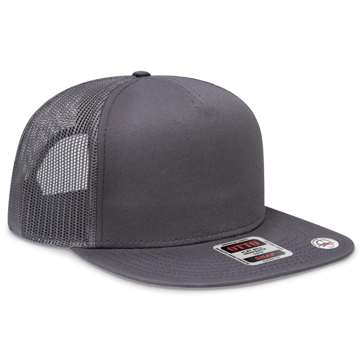 Right View of 025 - Char. Gray OTTO CAP "OTTO SNAP" 5 Panel Pro Style Mesh Back Trucker Snapback Hat