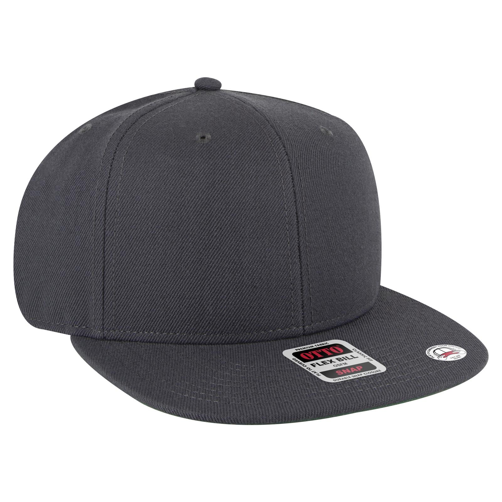 Front View of 025A - Char. Gray OTTO CAP "OTTO SNAP" 6 Panel Pro Style Snapback Hat