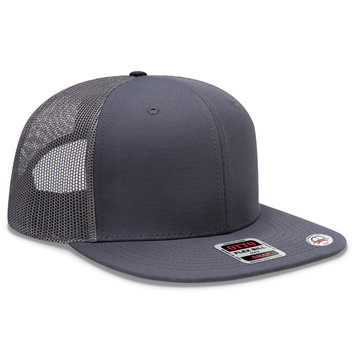 Right View of 025C - Ch Gry OTTO CAP "OTTO SNAP" 6 Panel Pro Style Mesh Back Trucker Snapback Hat