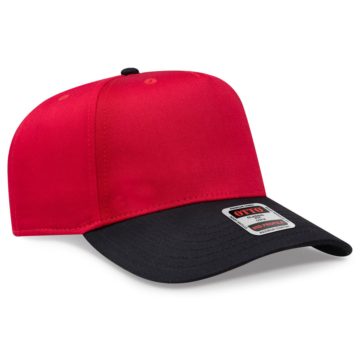 Right View of 0302 - Blk/Red OTTO CAP 5 Panel Mid Profile Baseball Cap