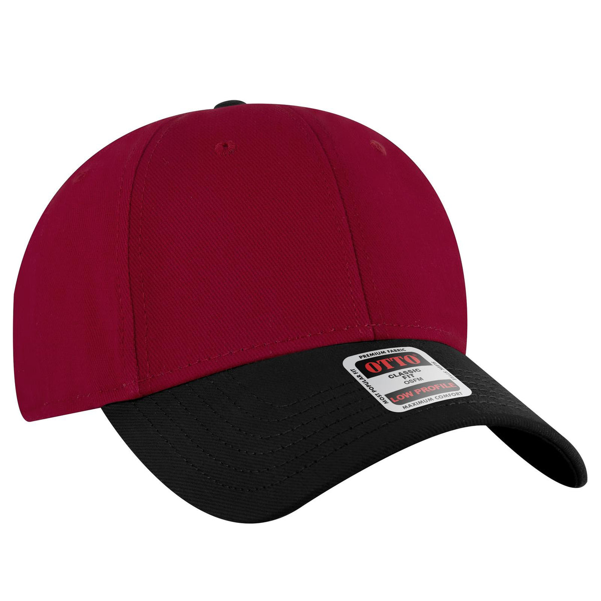 Right View of 0302 - Blk/Red OTTO CAP 6 Panel Low Profile Baseball Cap