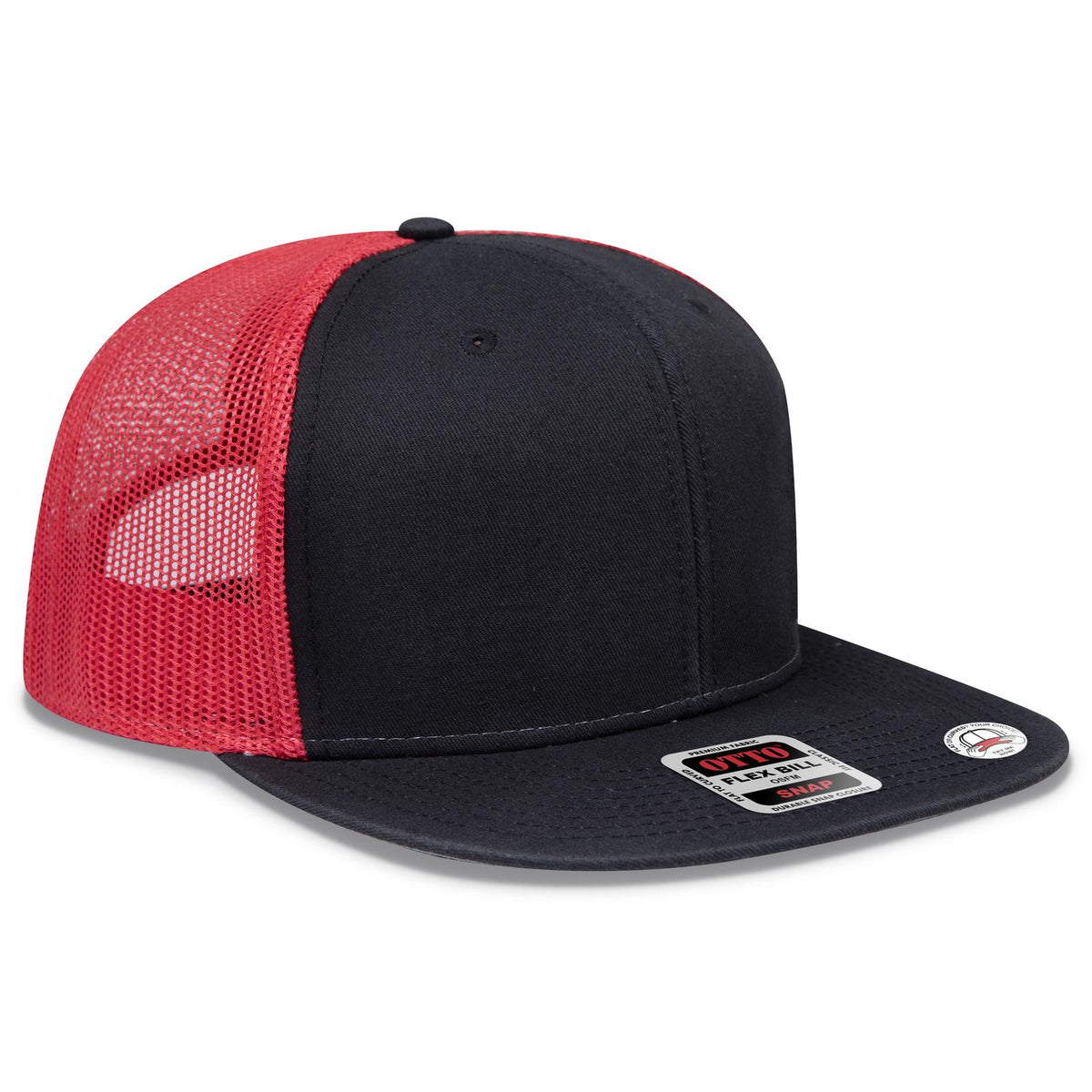 Right View of 030302 - Blk/Blk/Red OTTO CAP "OTTO SNAP" 6 Panel Pro Style Mesh Back Trucker Snapback Hat