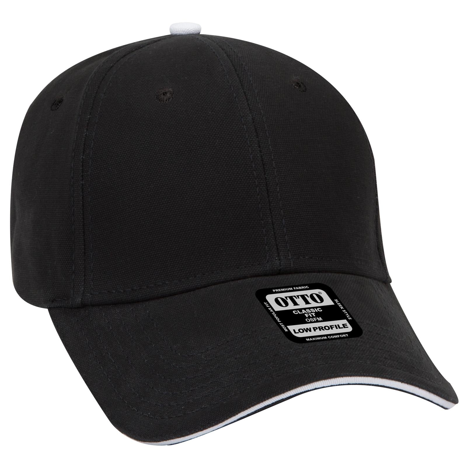 Right View of 030316 - Blk/Blk/Wht OTTO CAP 6 Panel Low Profile Baseball Cap