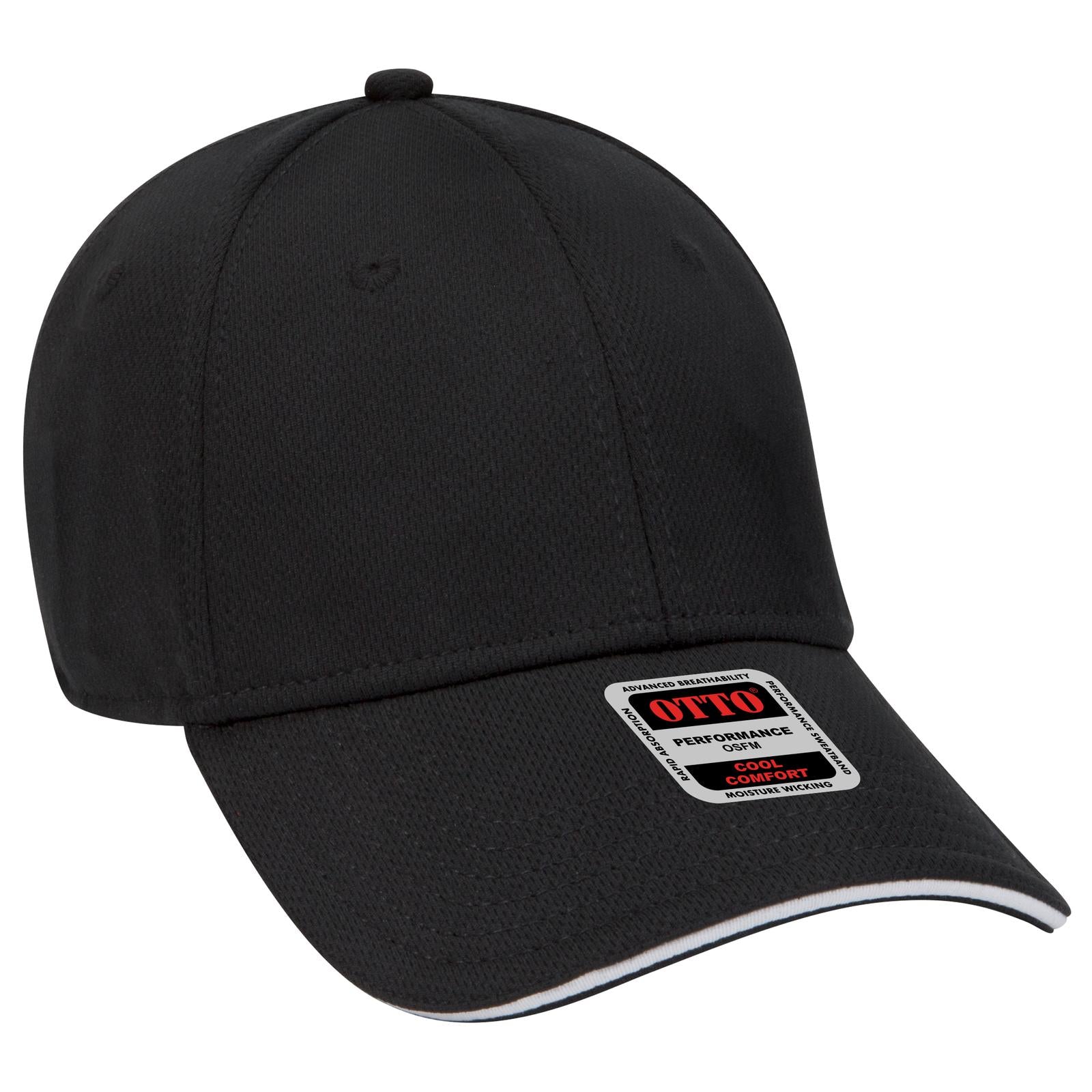 Right View of 030316 - Blk/Blk/Wht OTTO CAP 6 Panel Low Profile Baseball Cap