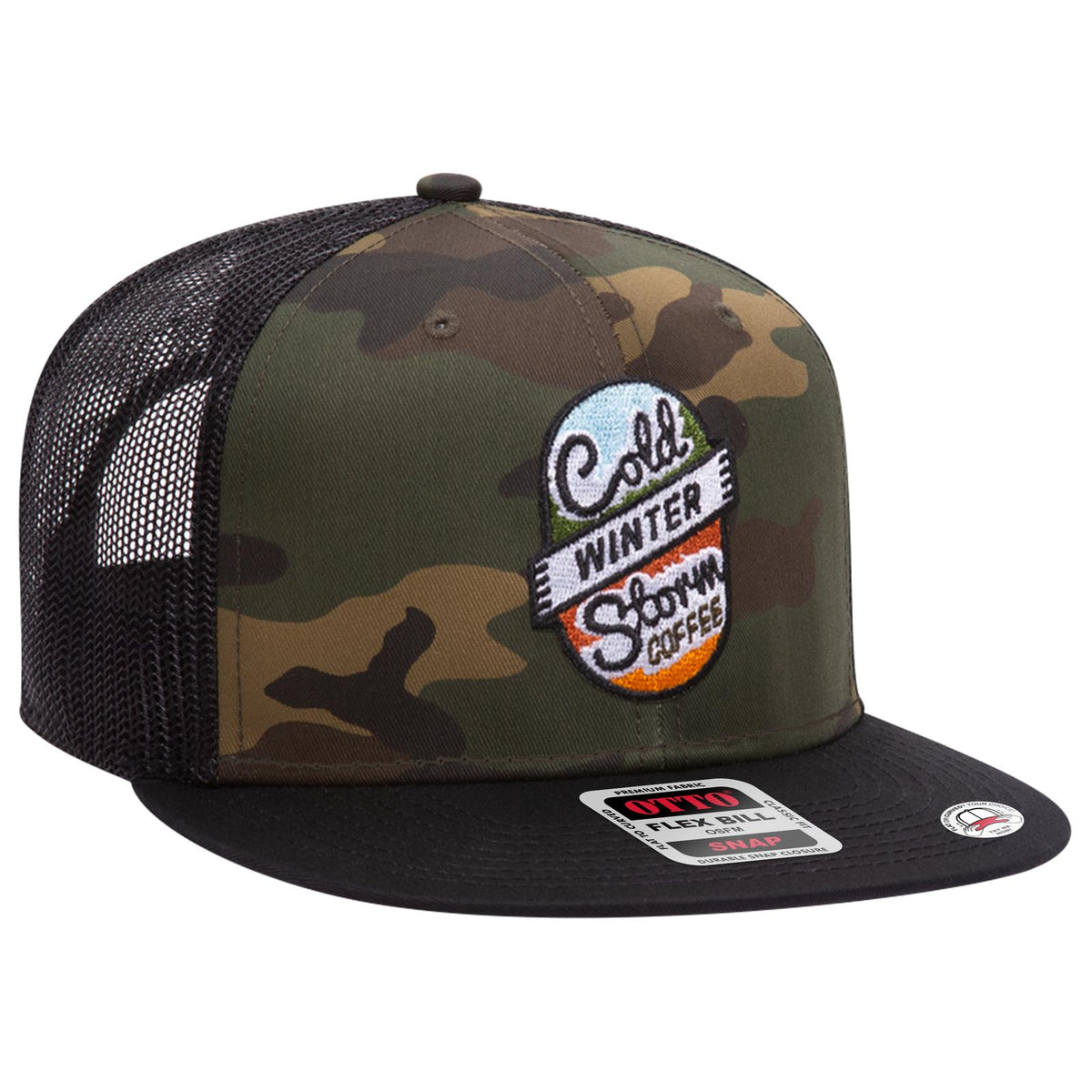 Right View of 030316B - Blk/Blk/Wht OTTO CAP "OTTO SNAP" 6 Panel Pro Style Mesh Back Trucker Snapback Hat