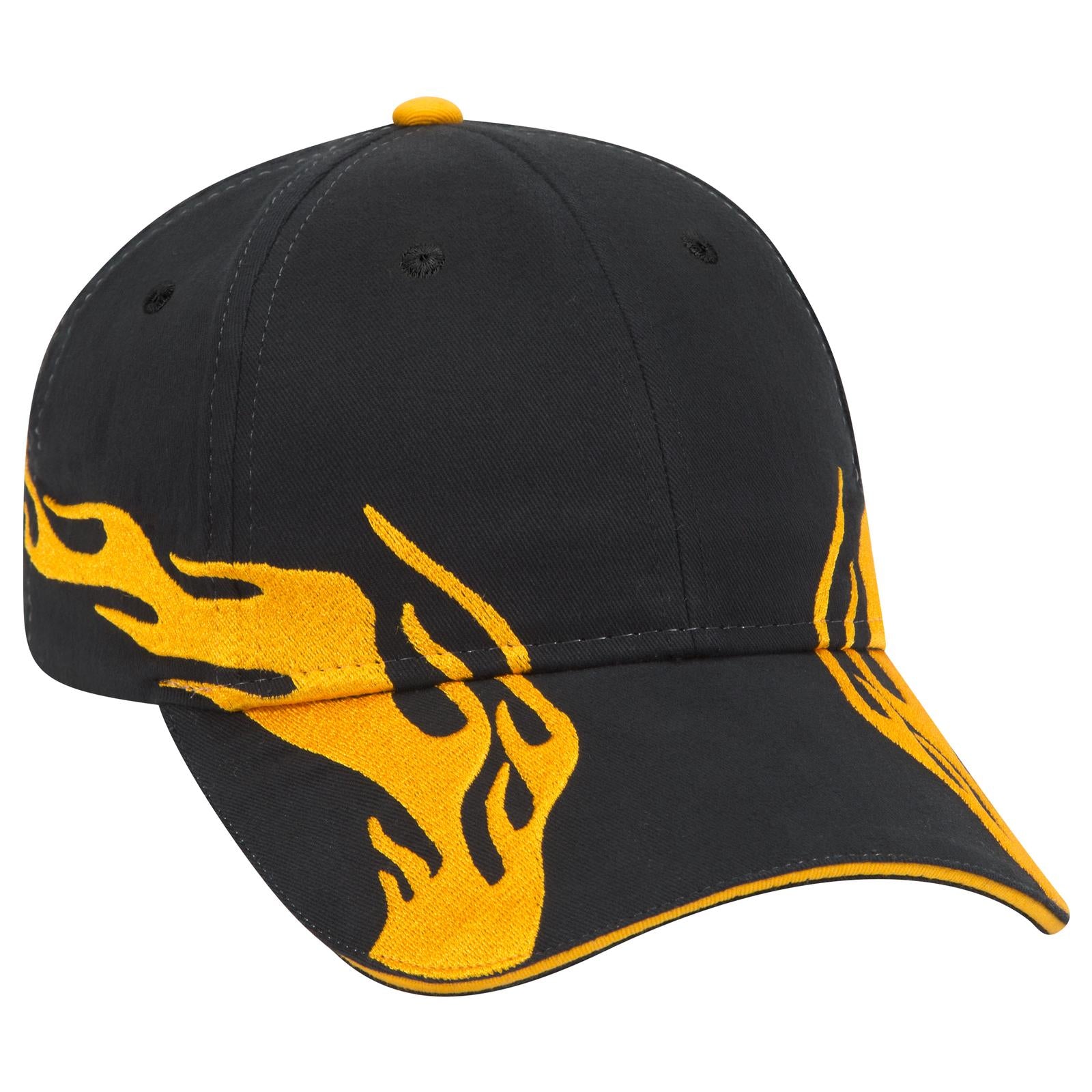 Front View of 030606D - Blk/Gld/Gld OTTO CAP 6 Panel Low Profile Baseball Cap