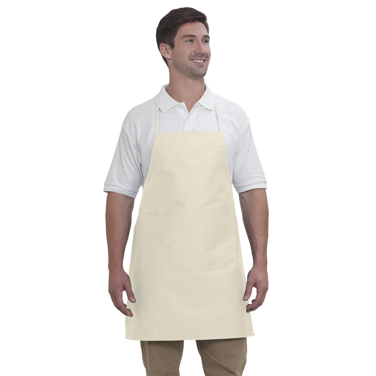 Right View of 031 - Natural OTTO 2 Pocket Full Length Adjustable Bib Apron