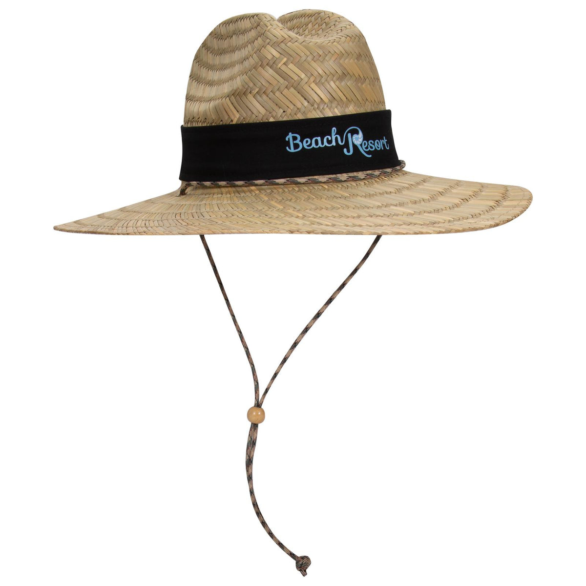 Right View of 031 - Natural OTTO CAP Straw Lifeguard Hat w/ Adjustable Cord
