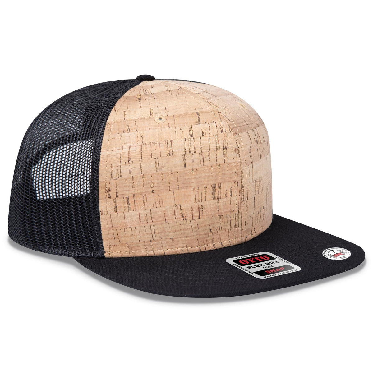 Right View of 0311203 - Blk/Cork/Blk OTTO CAP "OTTO SNAP" 6 Panel Pro Style Mesh Back Trucker Snapback Hat